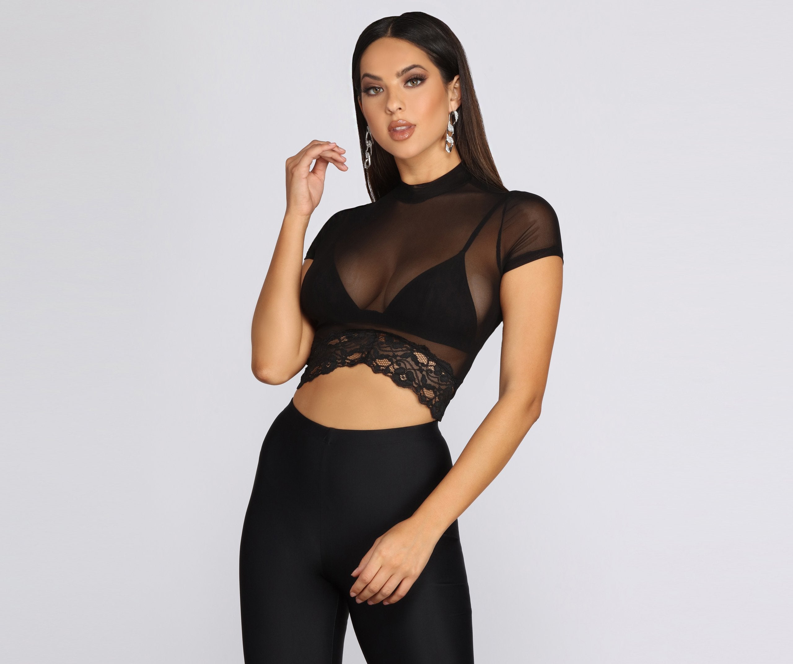 Mesh With Me Cropped Tee - Lady Occasions