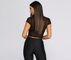 Mesh With Me Cropped Tee - Lady Occasions
