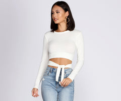 Wrap Waist Ribbed Crop Top - Lady Occasions