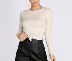 Knot Front Ribbed Knit Crop Top - Lady Occasions