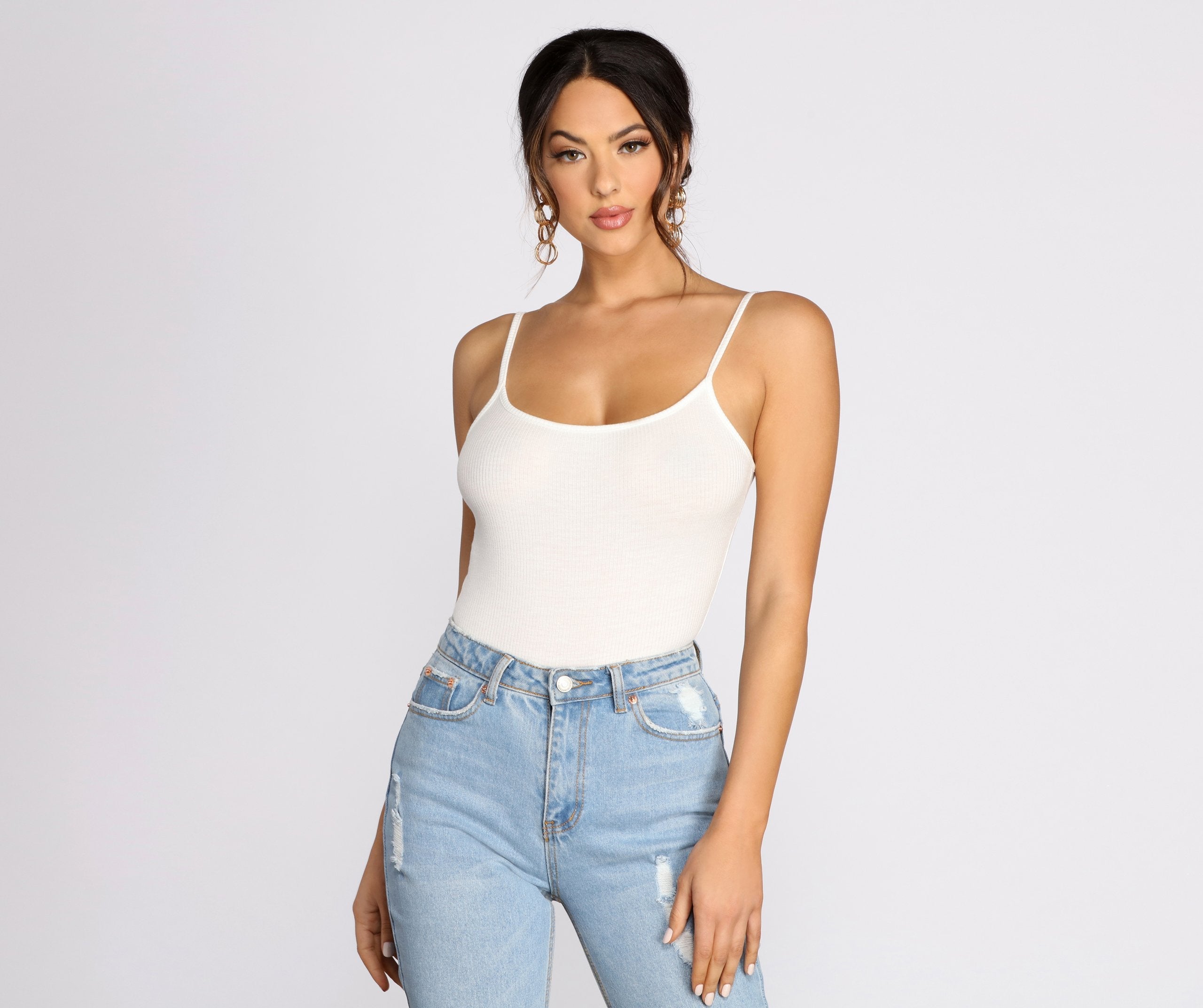 Basic Ribbed Knit Bodysuit - Lady Occasions