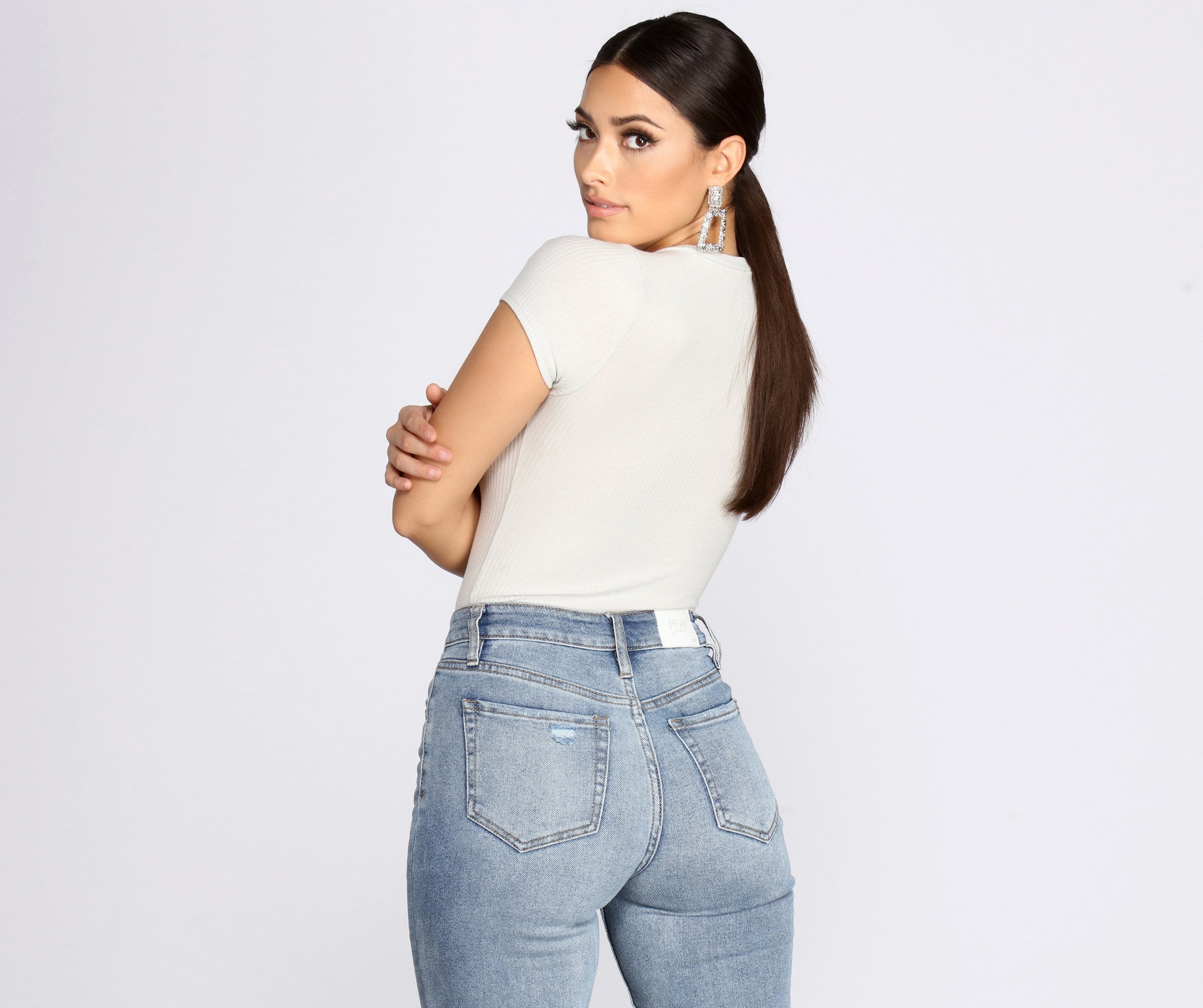 Basic Vibes Ribbed Henley Bodysuit - Lady Occasions