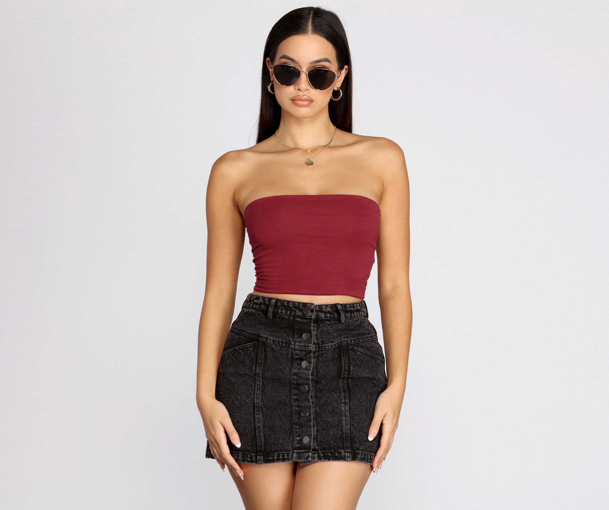 Basic Cropped Tube Top - Lady Occasions