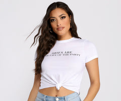 Aries Knot Front Cropped Tee - Lady Occasions