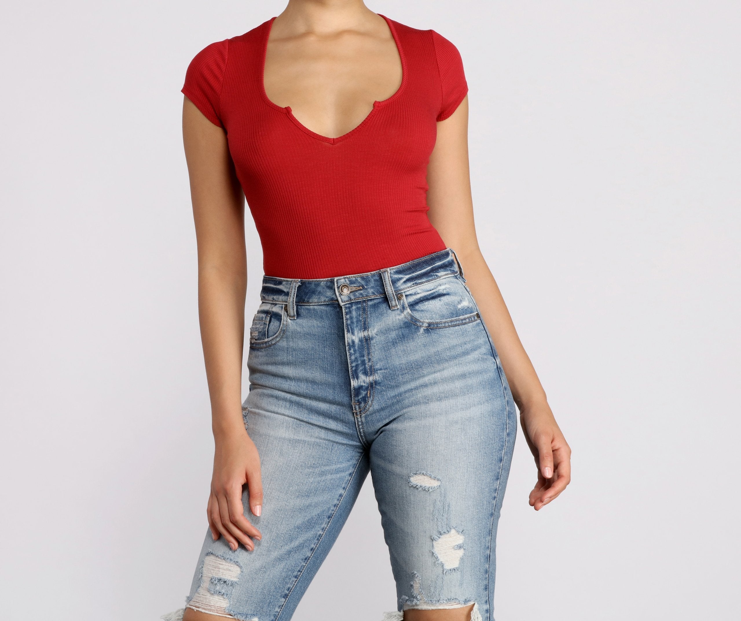 Feeling Basic Ribbed Knit Top - Lady Occasions