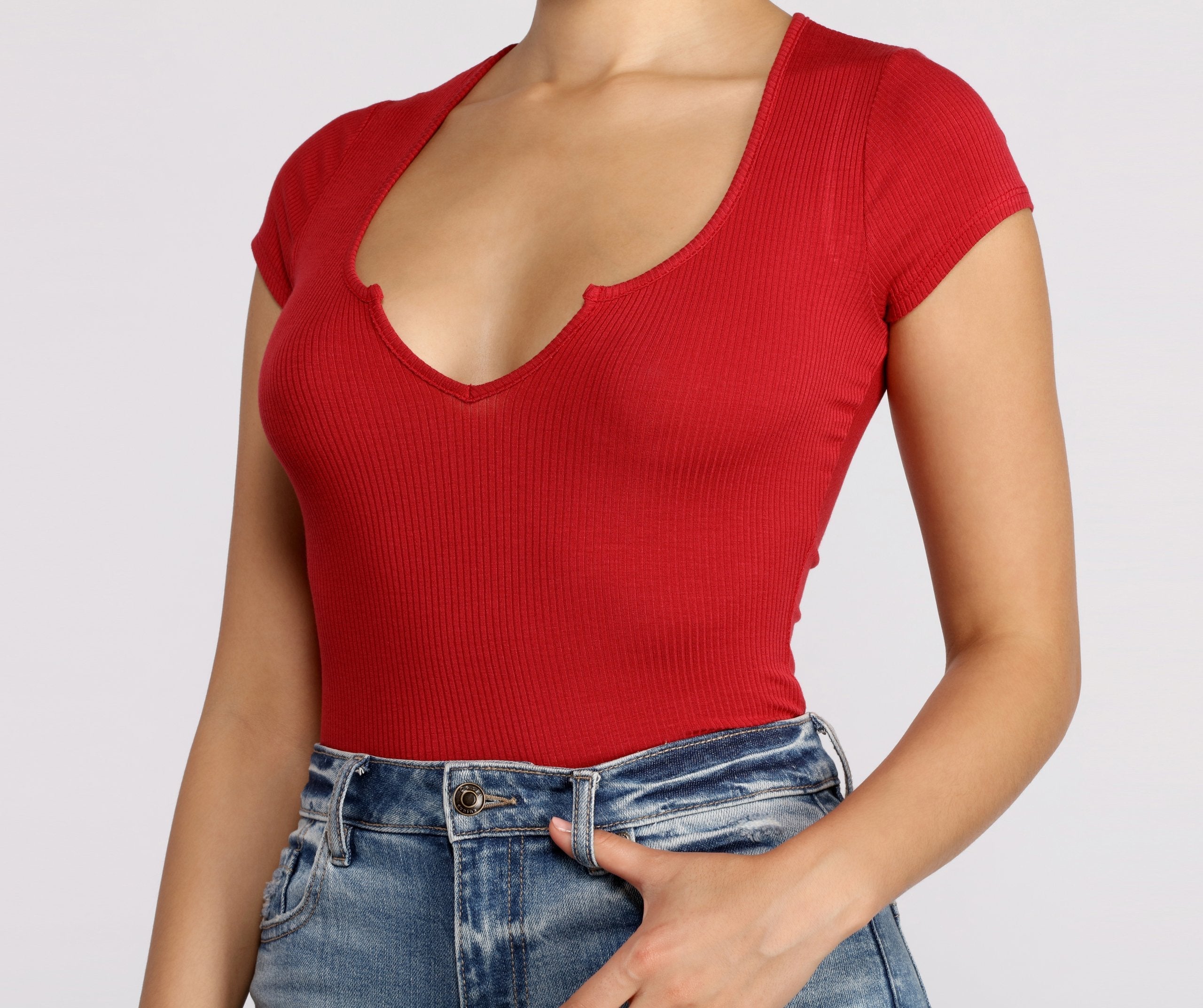 Feeling Basic Ribbed Knit Top - Lady Occasions