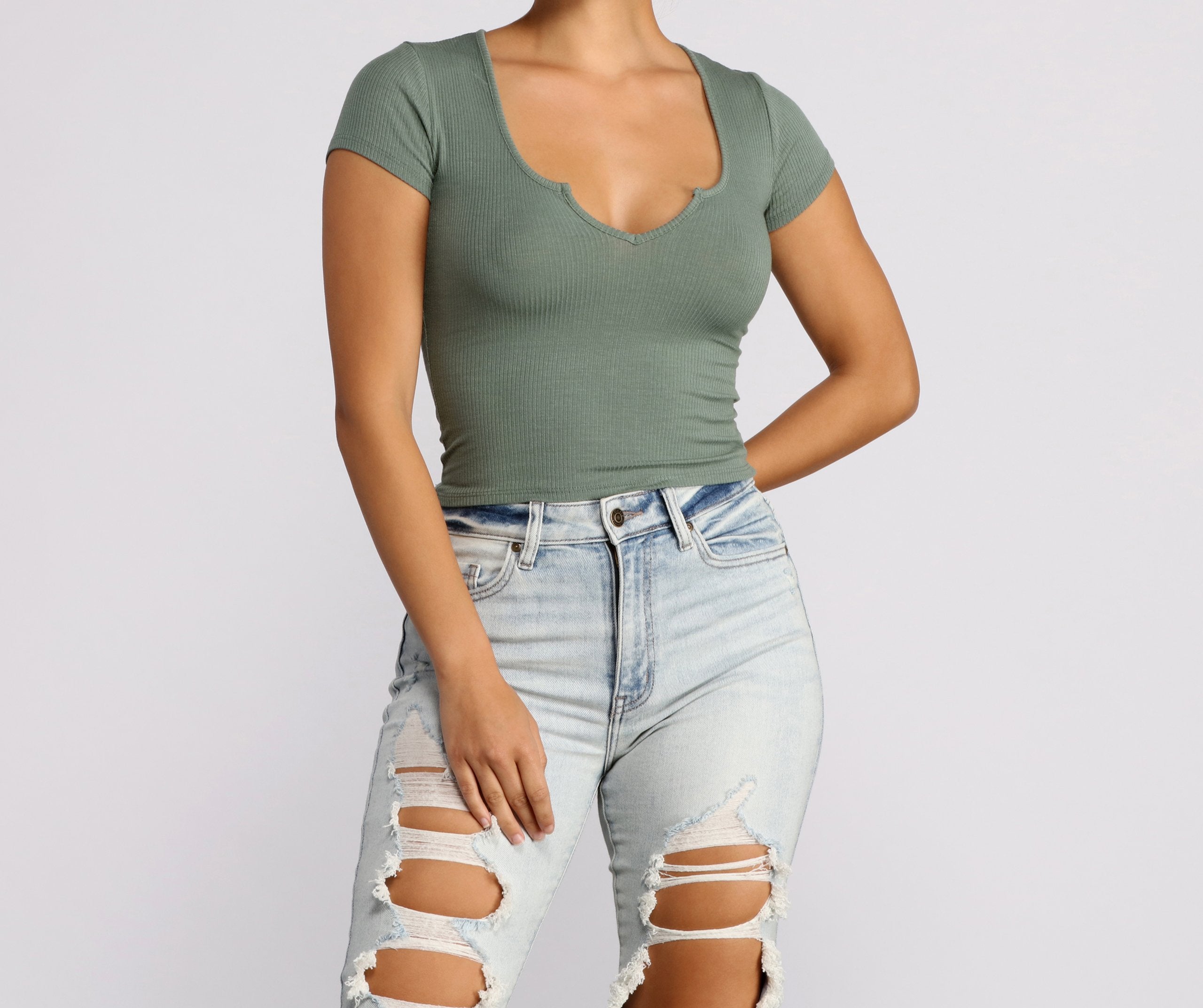 Feeling Basic Ribbed Knit Top - Lady Occasions