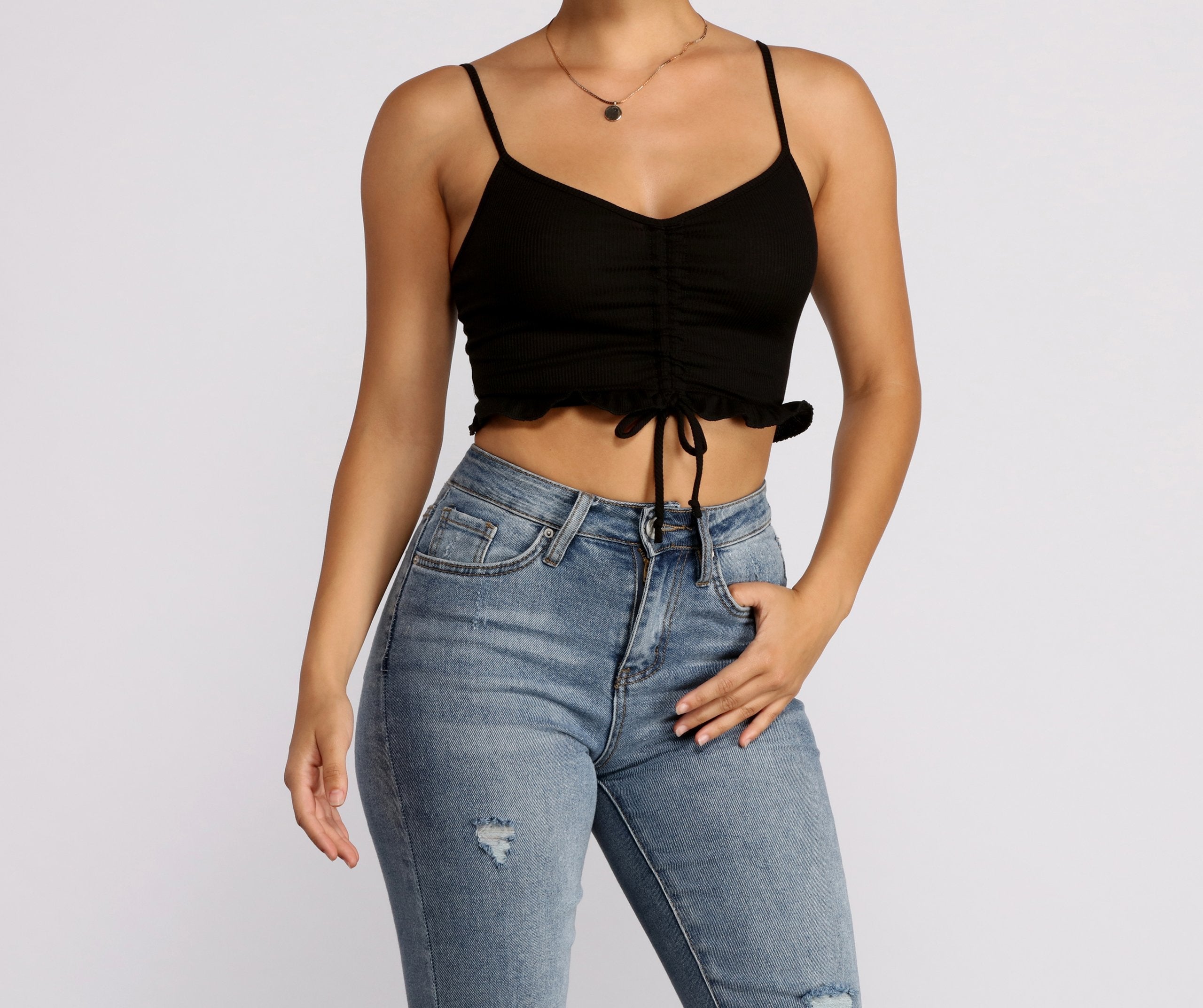 Get A Cute 'Fit In Knit Cropped Tank - Lady Occasions