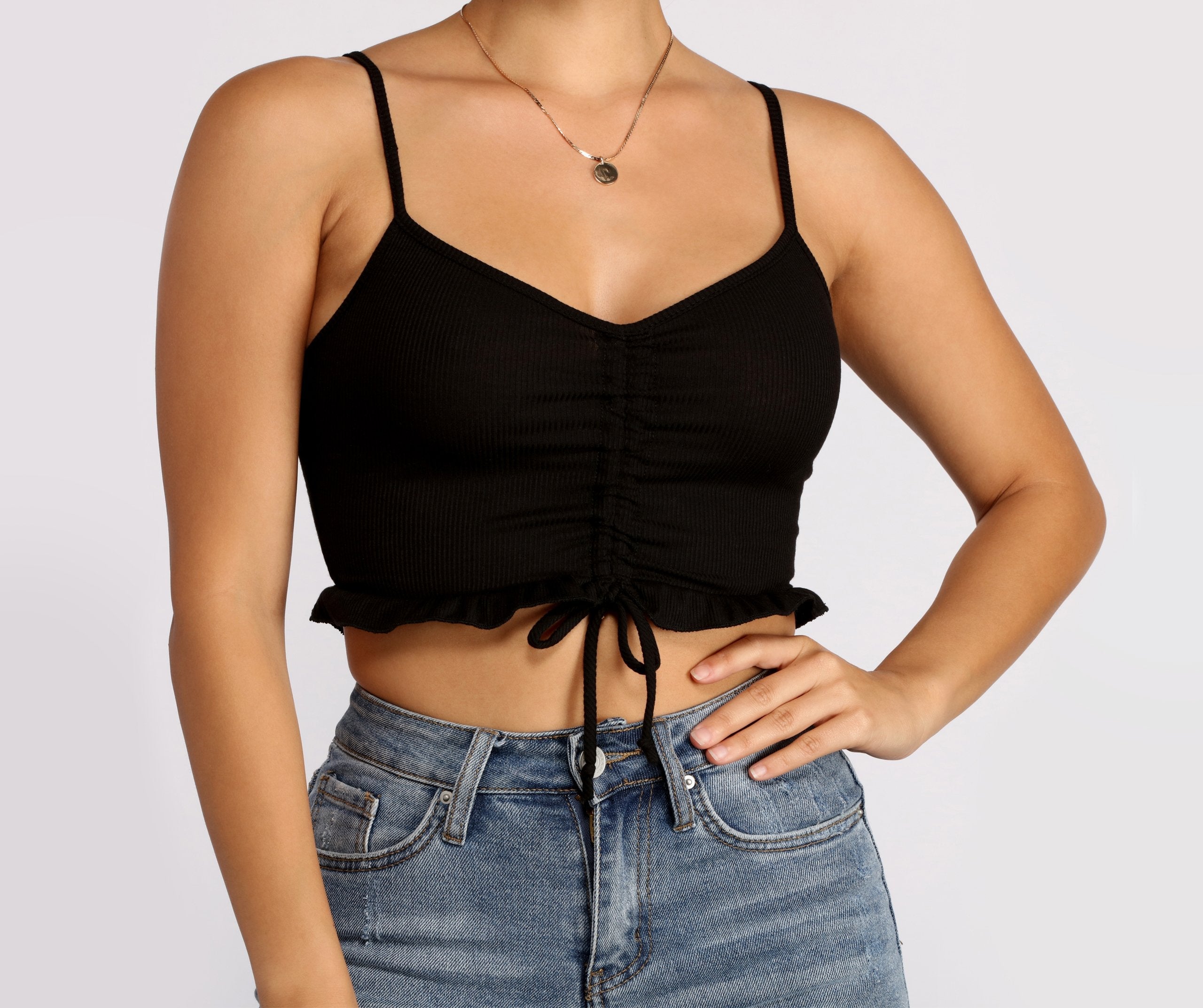 Get A Cute 'Fit In Knit Cropped Tank - Lady Occasions