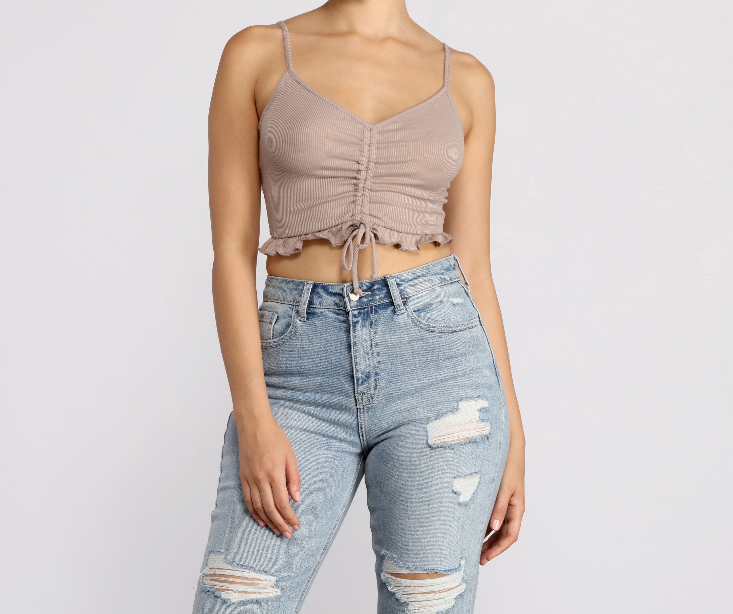 Get A Cute 'Fit In Knit Cropped Tank - Lady Occasions