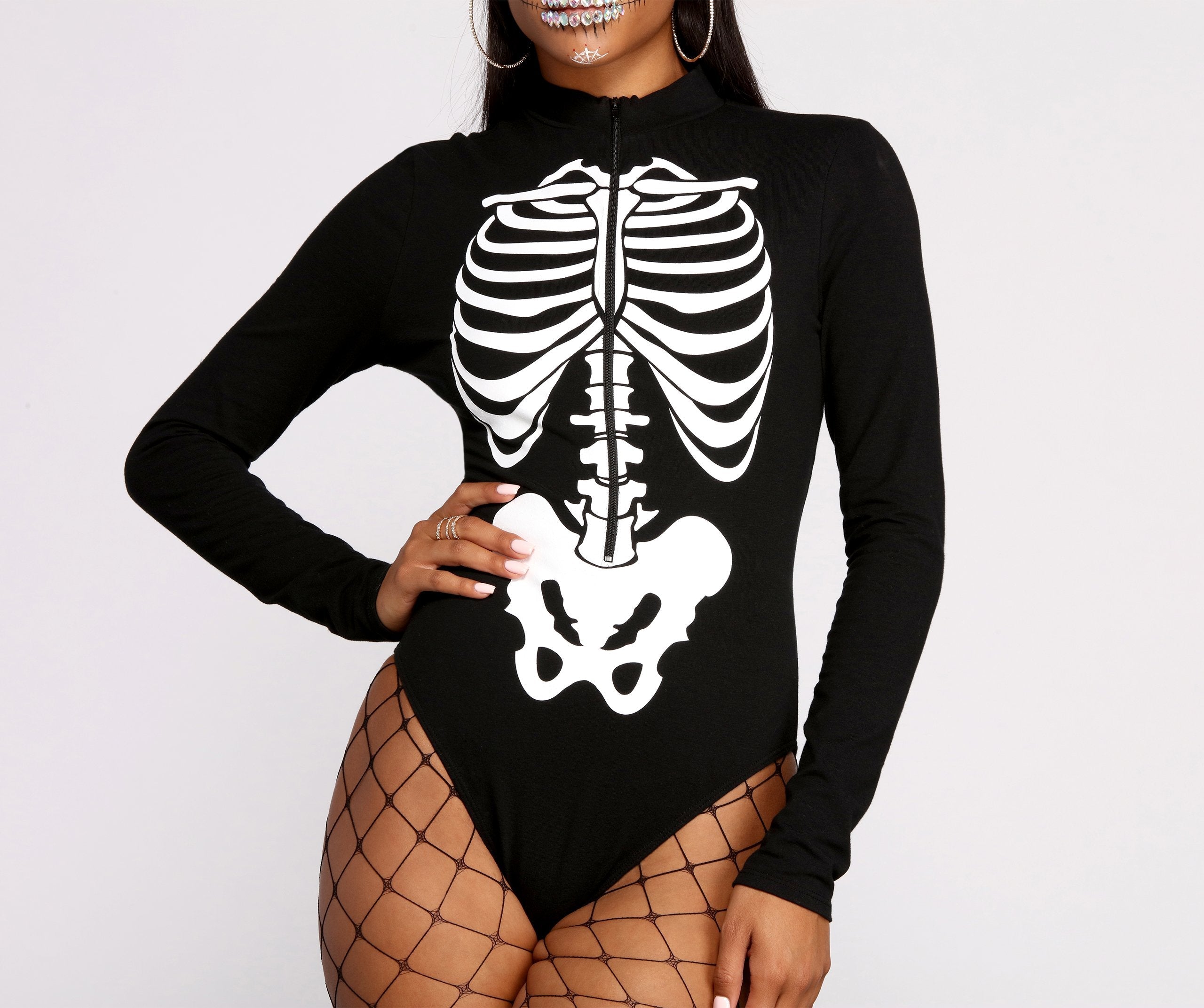 Sultry Skeleton Babe Bodysuit - Lady Occasions