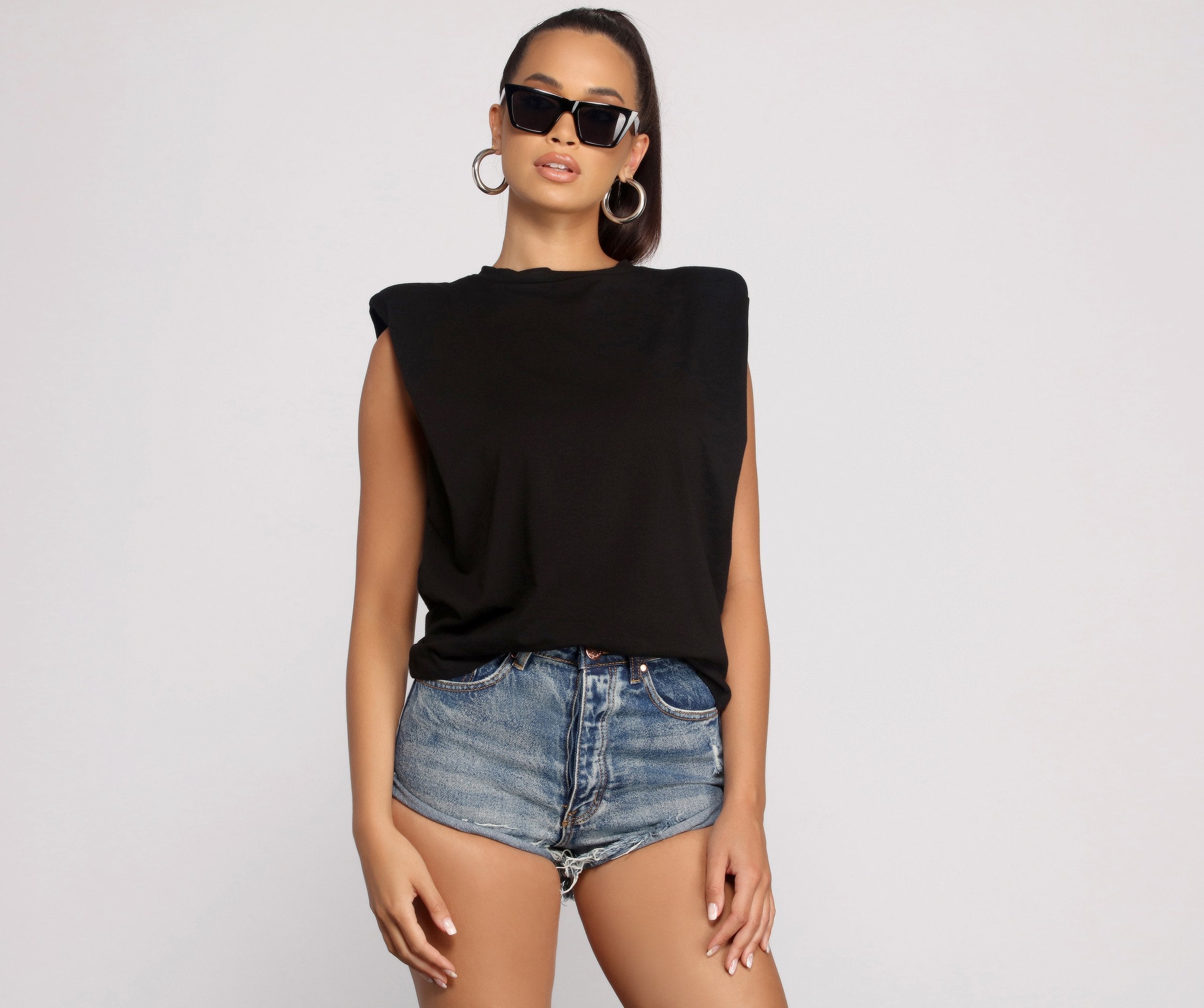 Essential Crew Neck Basic Muscle Tee - Lady Occasions