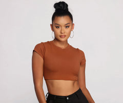 Sweet And Simple Short Sleeve Crop Top - Lady Occasions