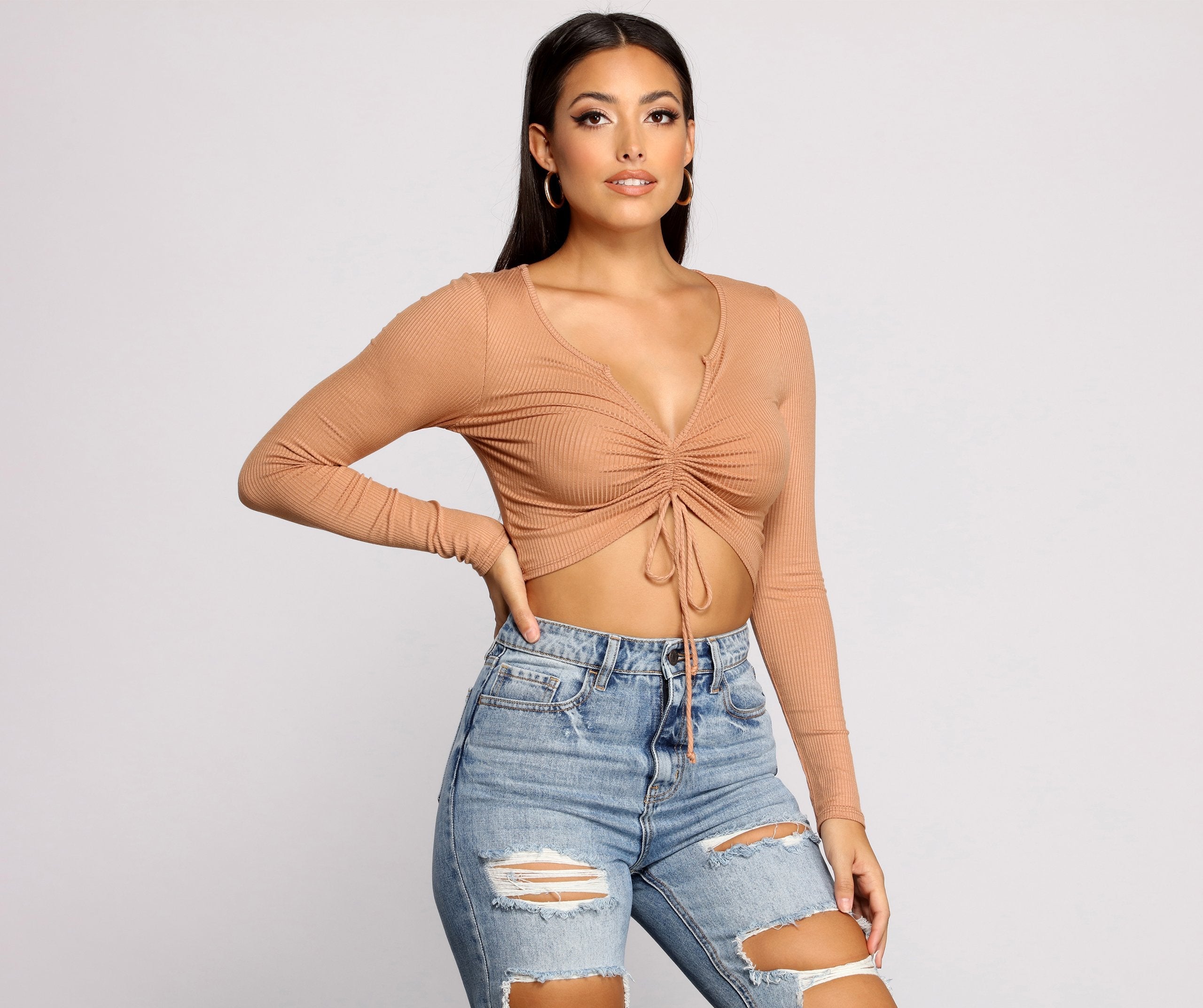 Draw Me In Ribbed Crop Top - Lady Occasions