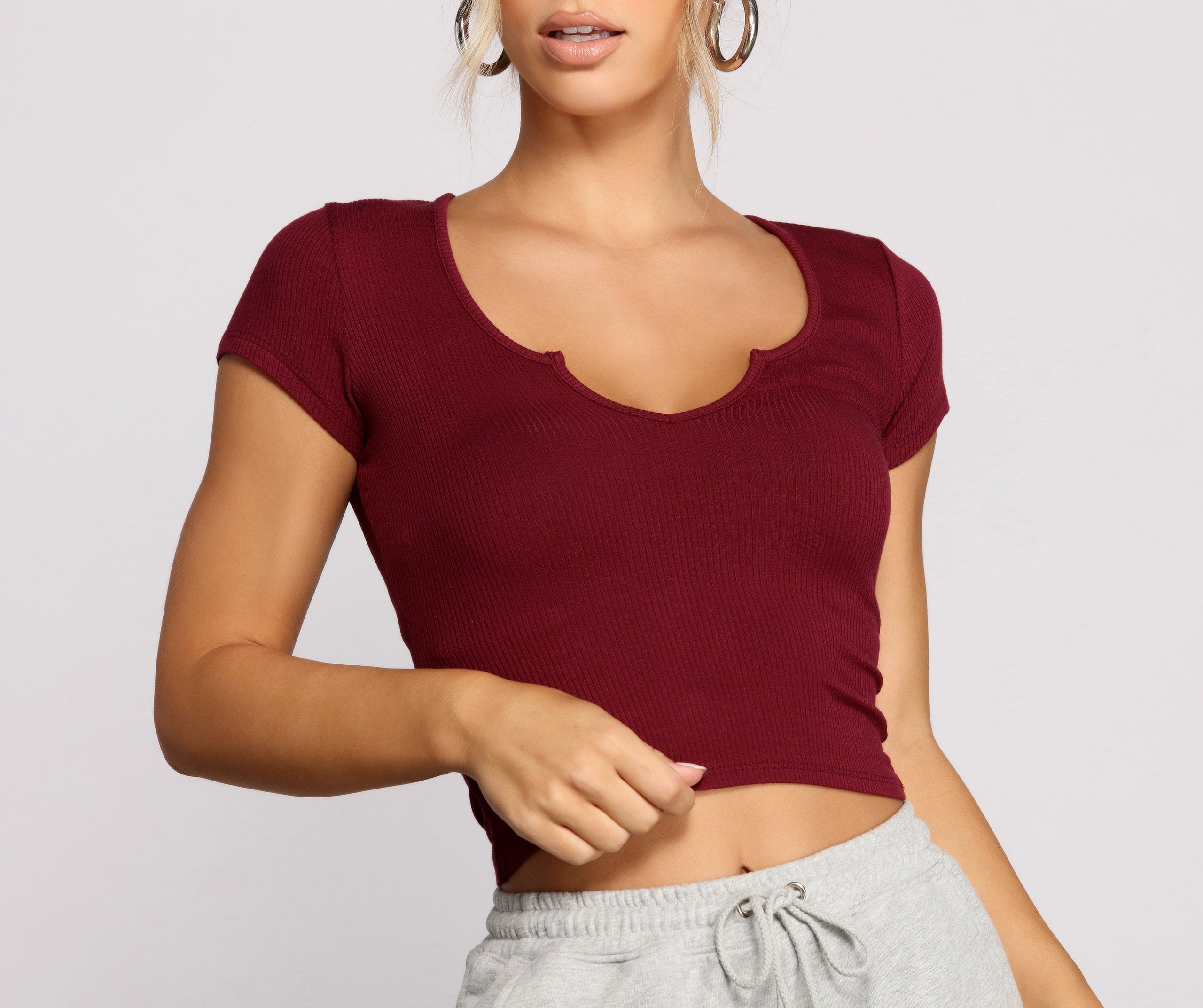 Feeling Basic Ribbed Knit Top - Lady Occasions