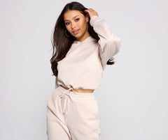 Back To Basics Cropped Drawstring Hoodie - Lady Occasions