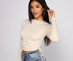 Side Tie Ribbed Knit Crop Top