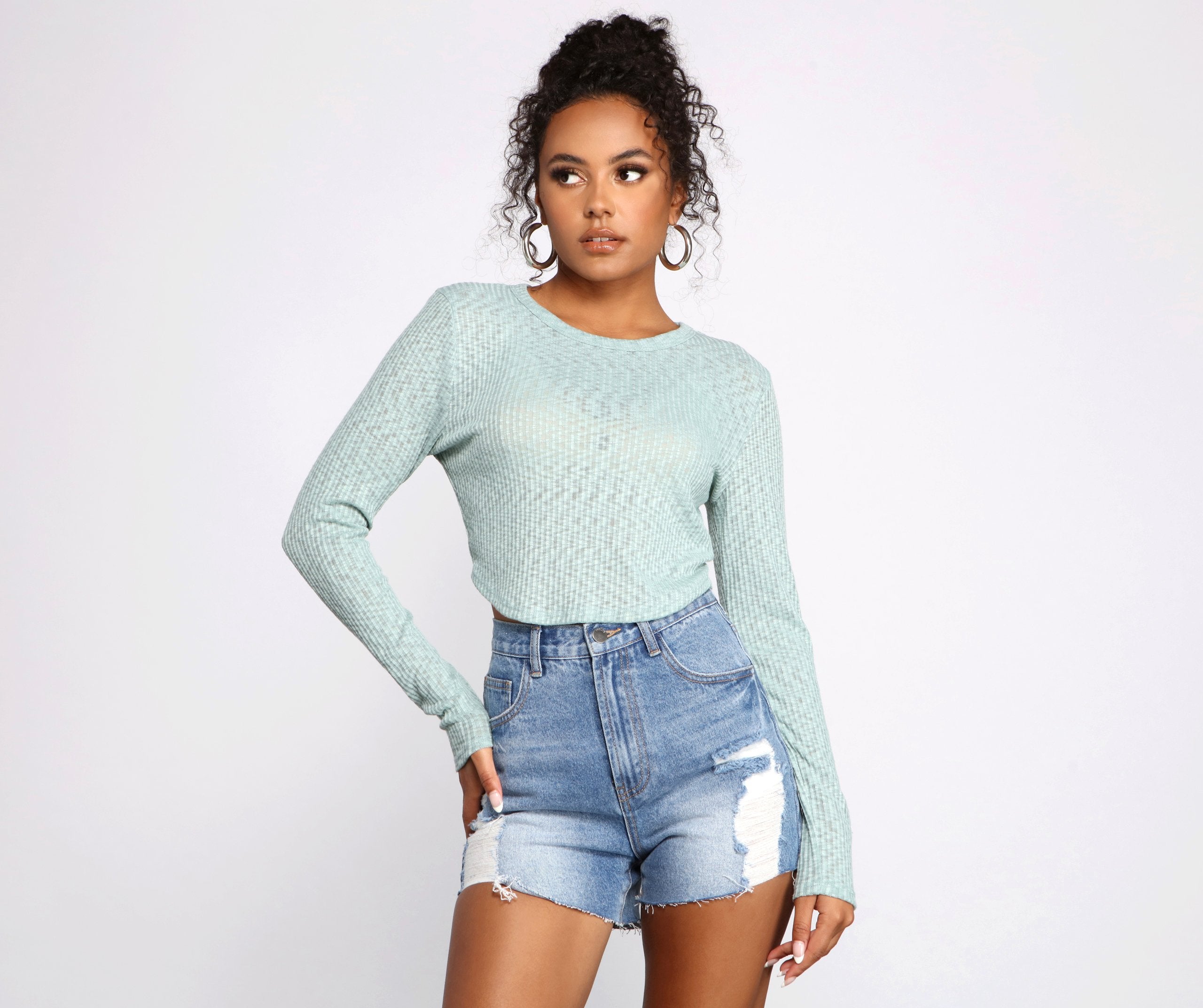 Thinking About You Ribbed Crop Top - Lady Occasions