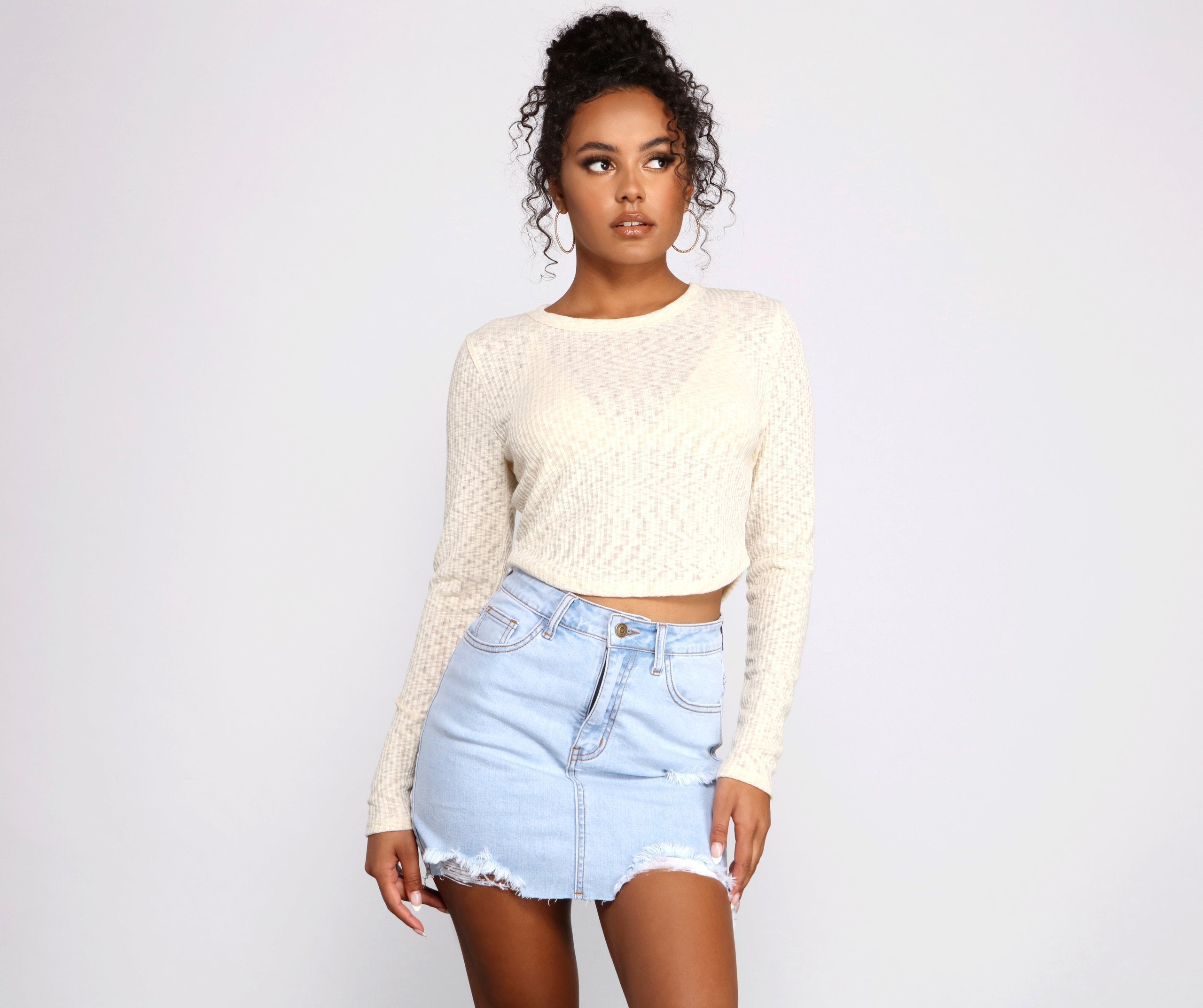 Thinking About You Ribbed Crop Top - Lady Occasions