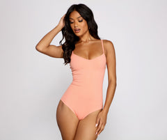 Essential Ribbed Knit Compression Bodysuit - Lady Occasions