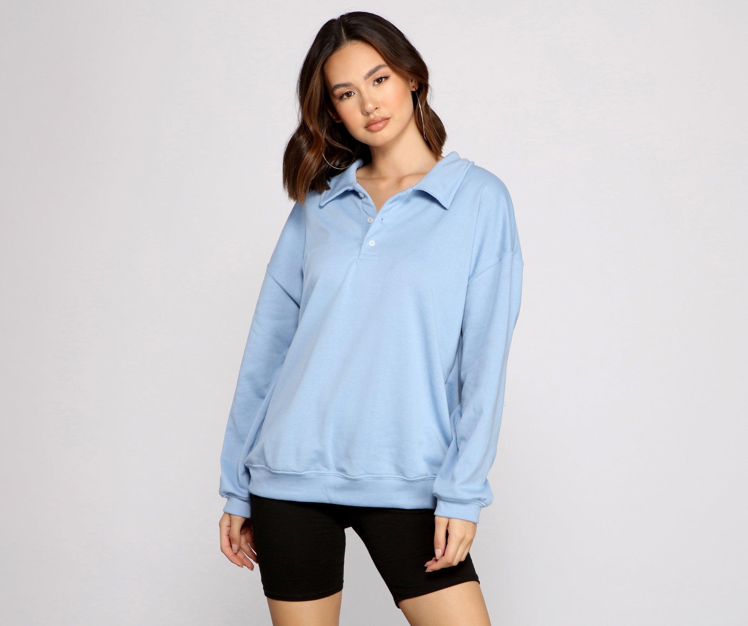 Preppy Vibes Collared Polo Top - Lady Occasions