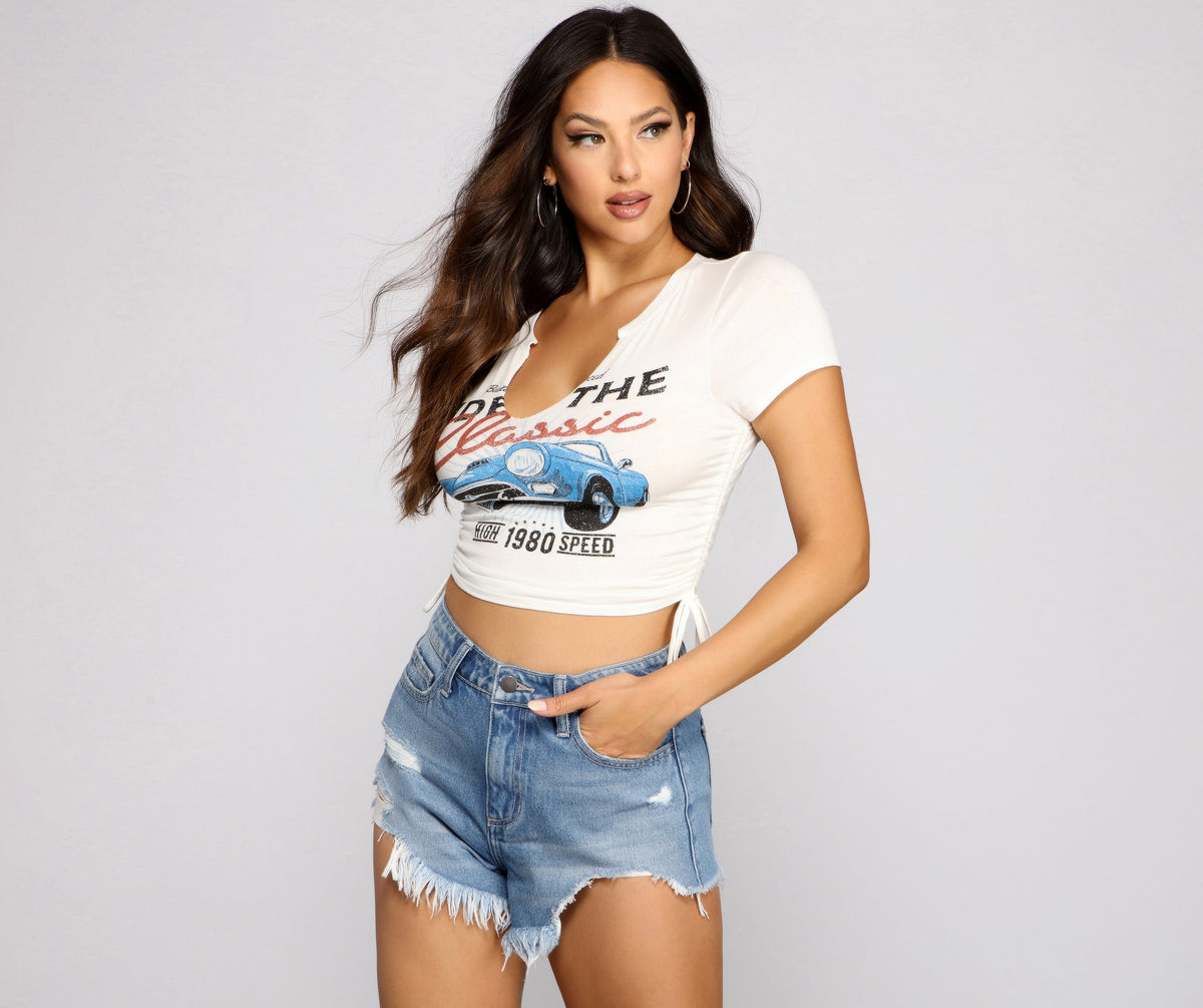 On The Edge Motorcycle Crop Top - Lady Occasions