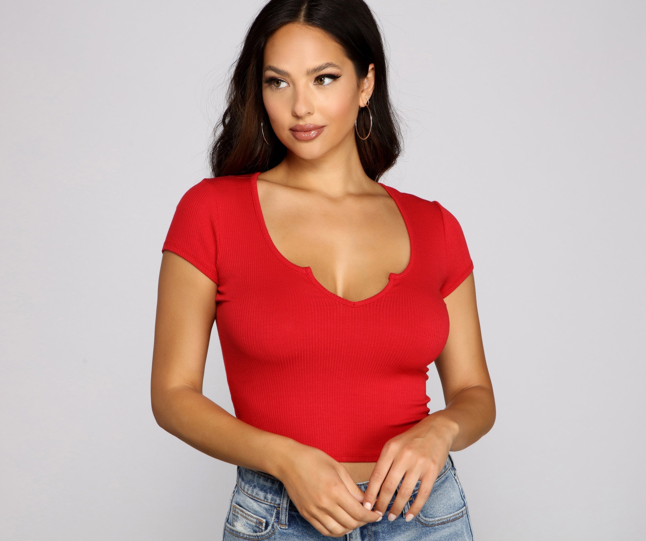 Feeling Basic Ribbed Knit Top - Lady Occasions