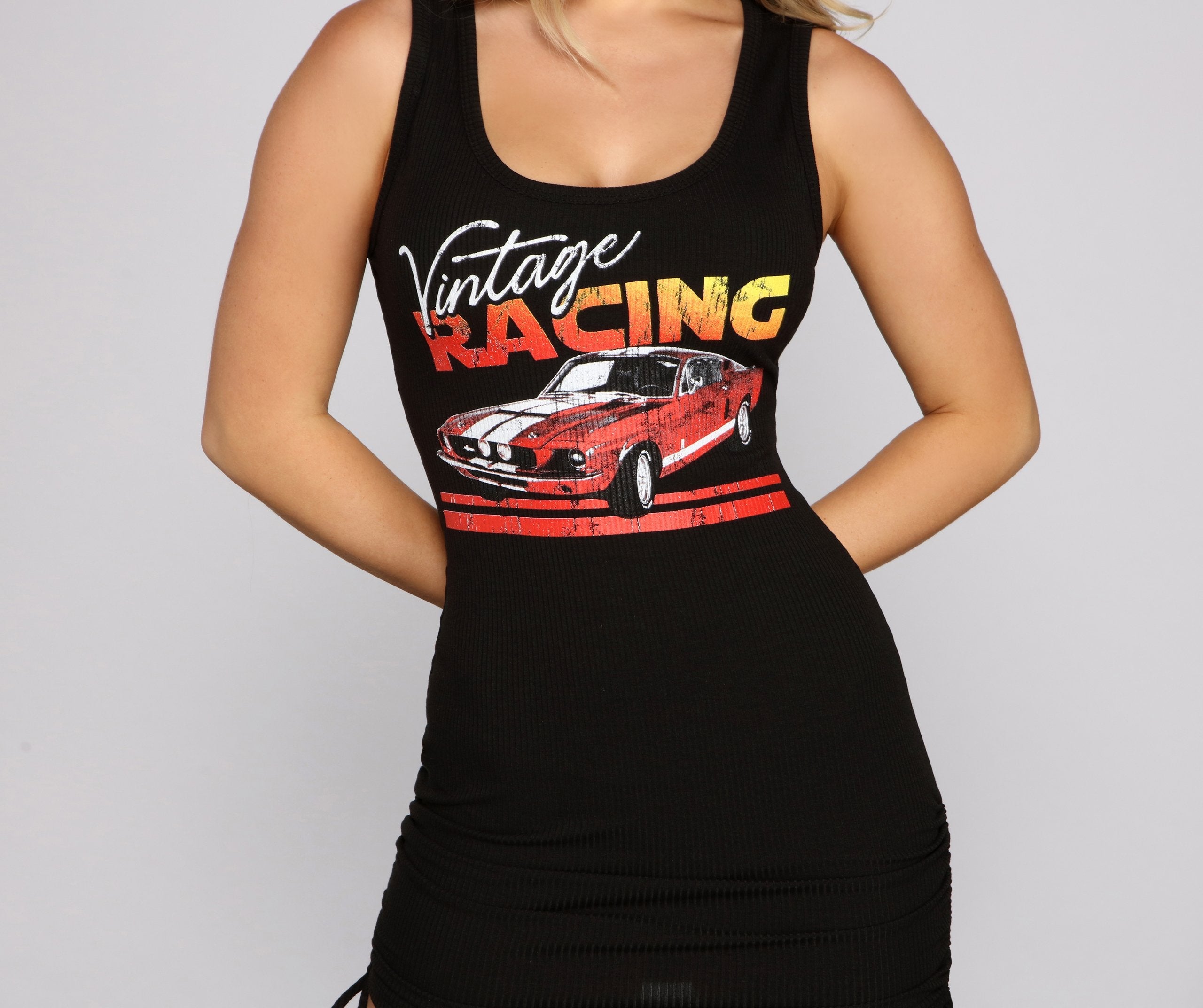 Vintage Racing Sleeveless Mini Dress - Lady Occasions