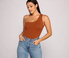 Stylish Basic One-Shoulder Bodysuit - Lady Occasions