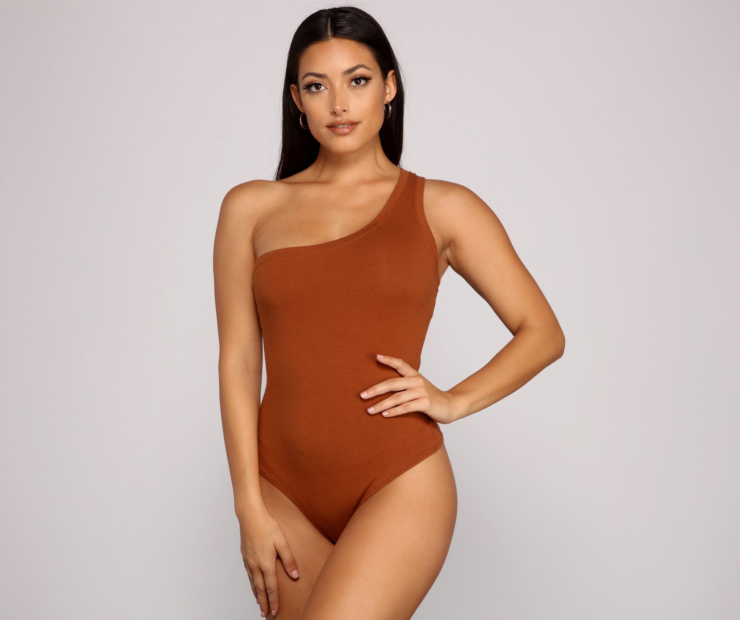 Stylish Basic One-Shoulder Bodysuit - Lady Occasions