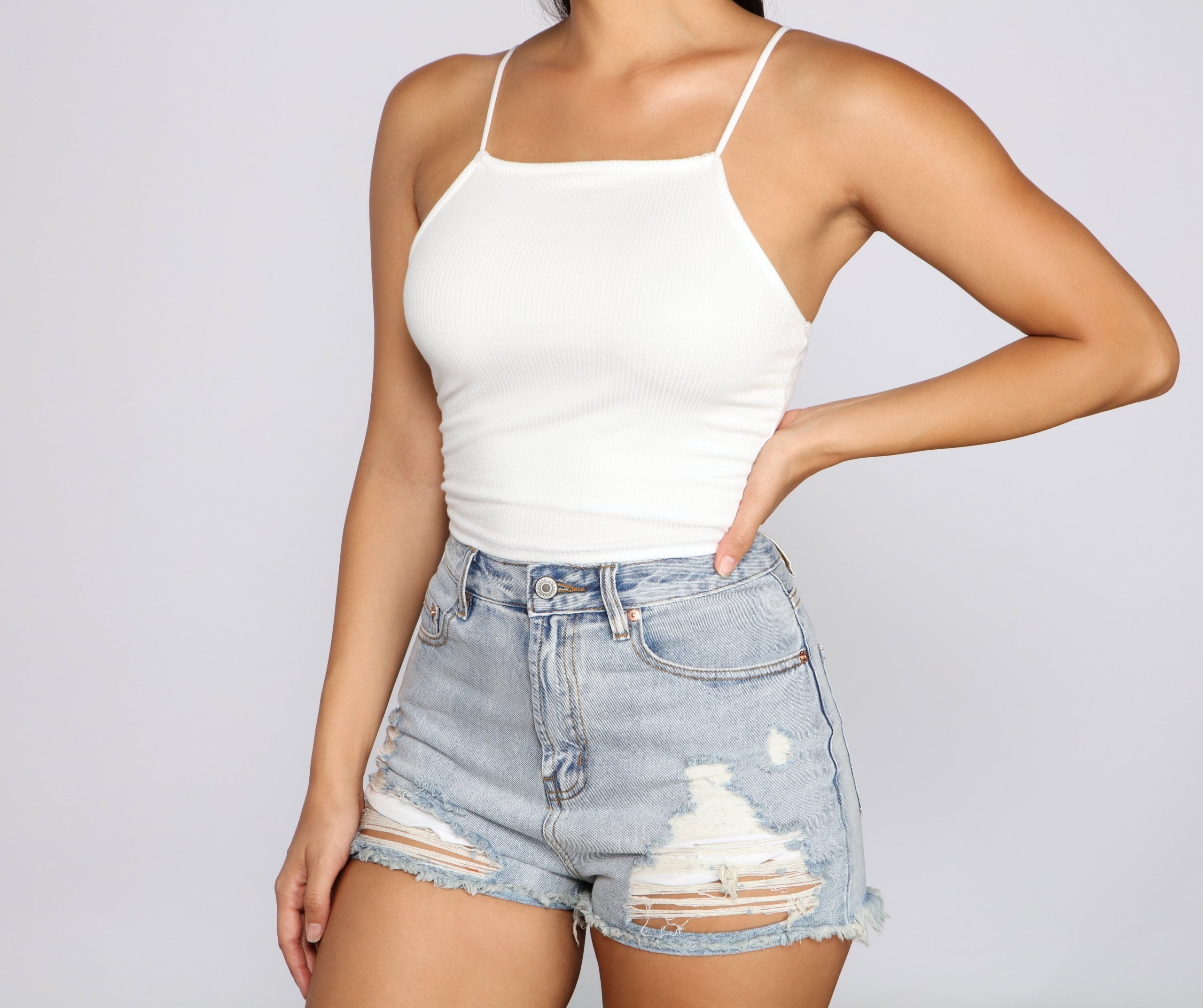 Basic Vibes Halter Crop Top - Lady Occasions