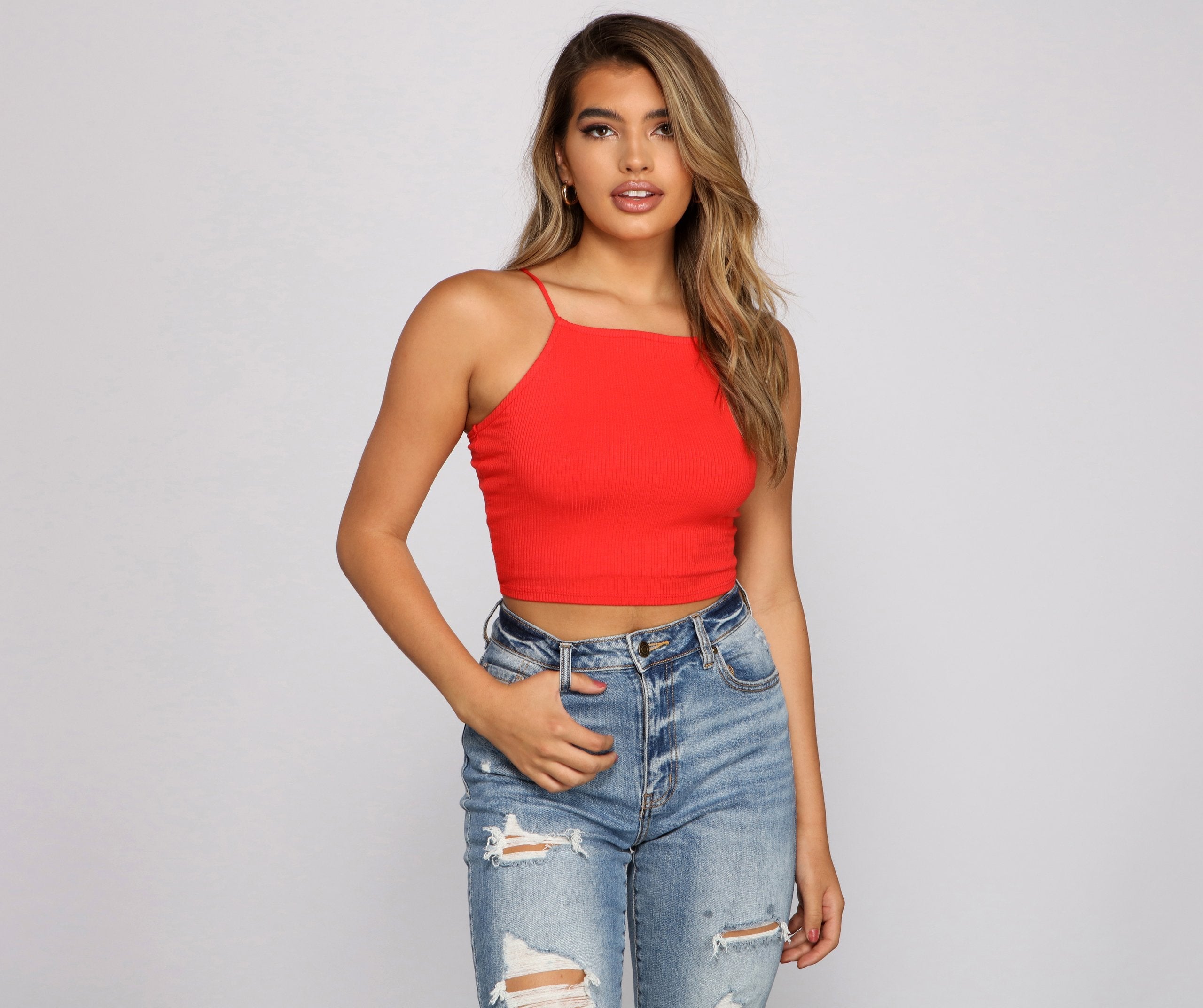 Basic Vibes Halter Crop Top - Lady Occasions