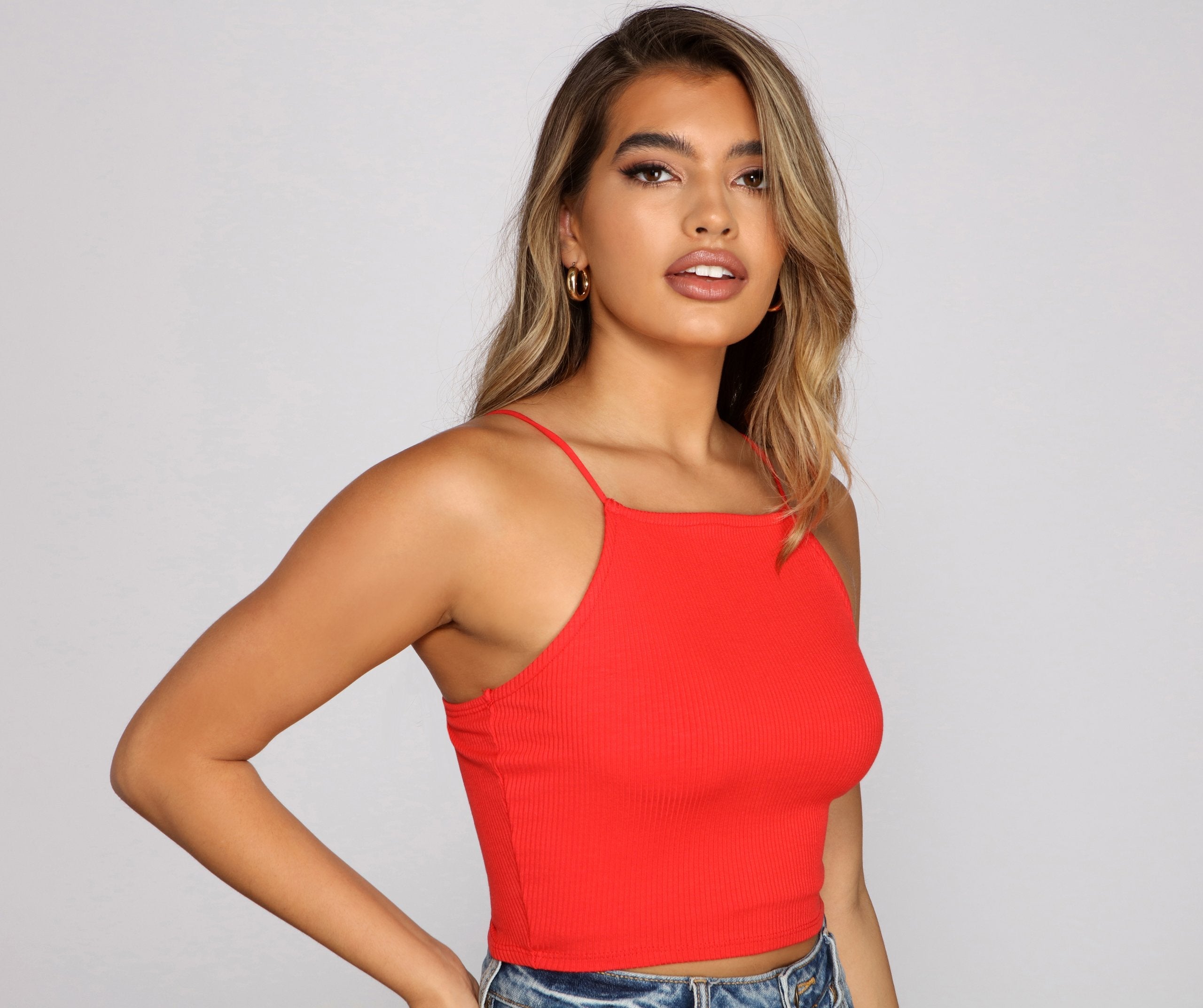 Basic Vibes Halter Crop Top - Lady Occasions