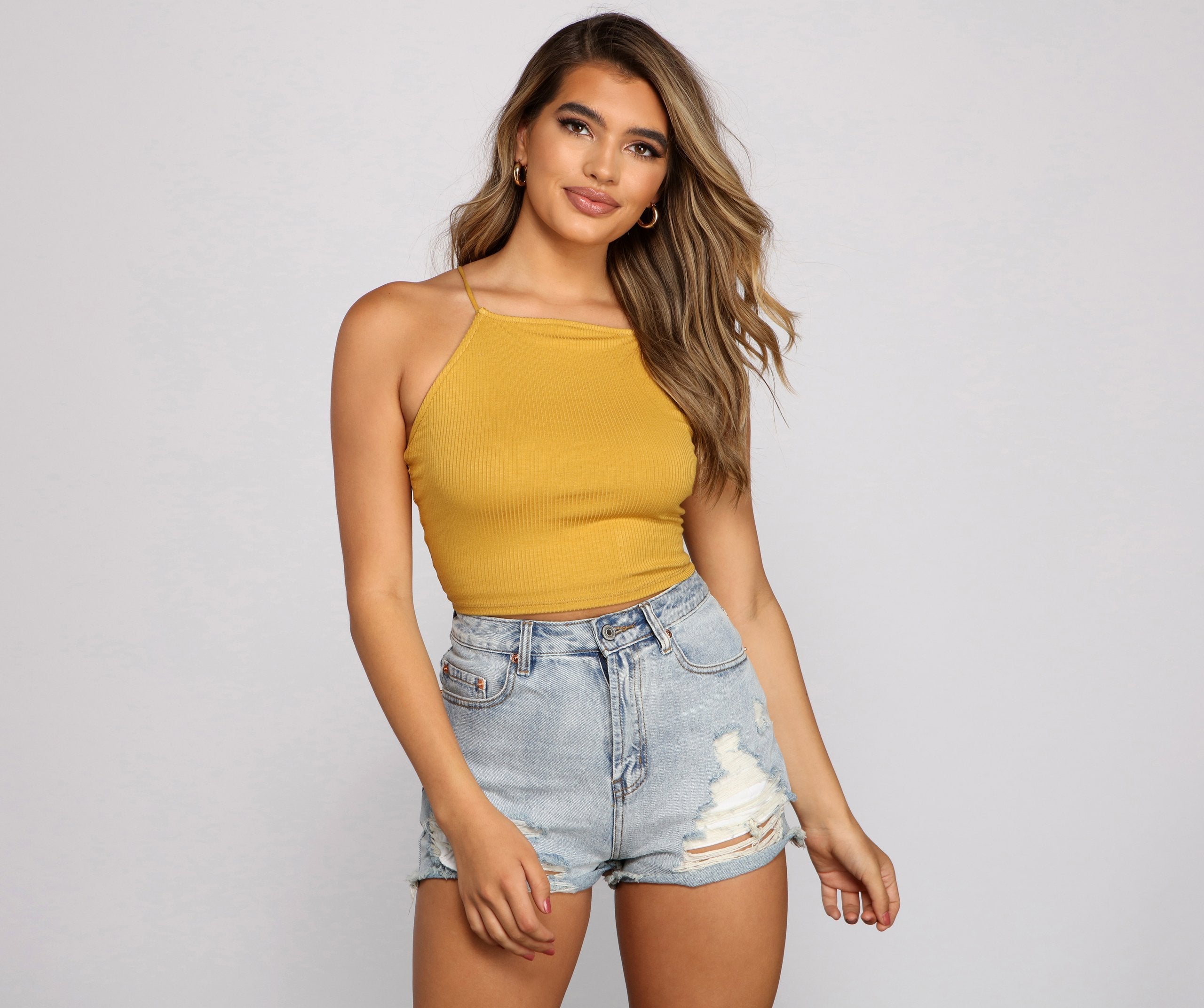 Basic Vibes Halter Crop Top - Lady Occasions