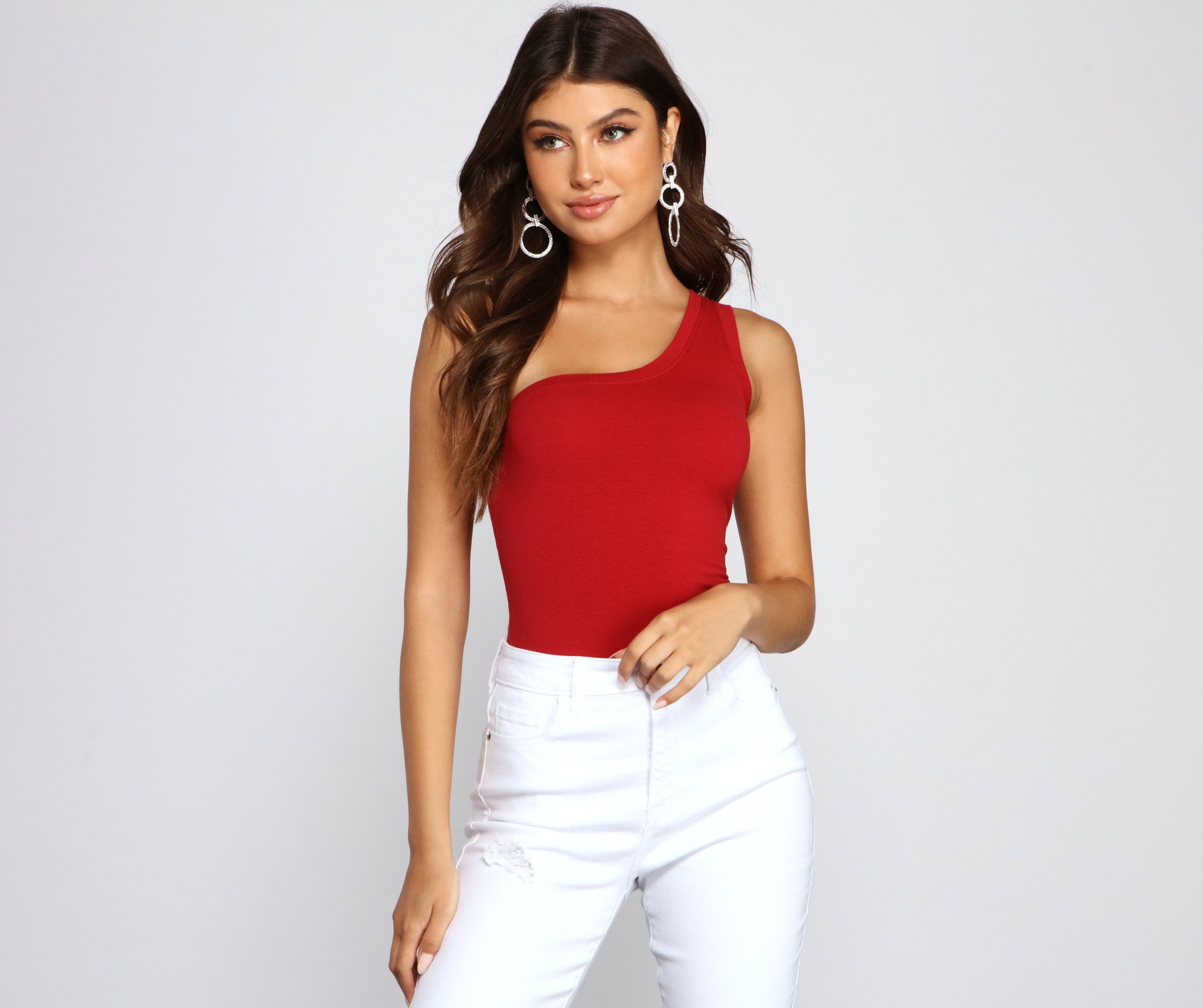 Stylish Basic One-Shoulder Bodysuit - Lady Occasions