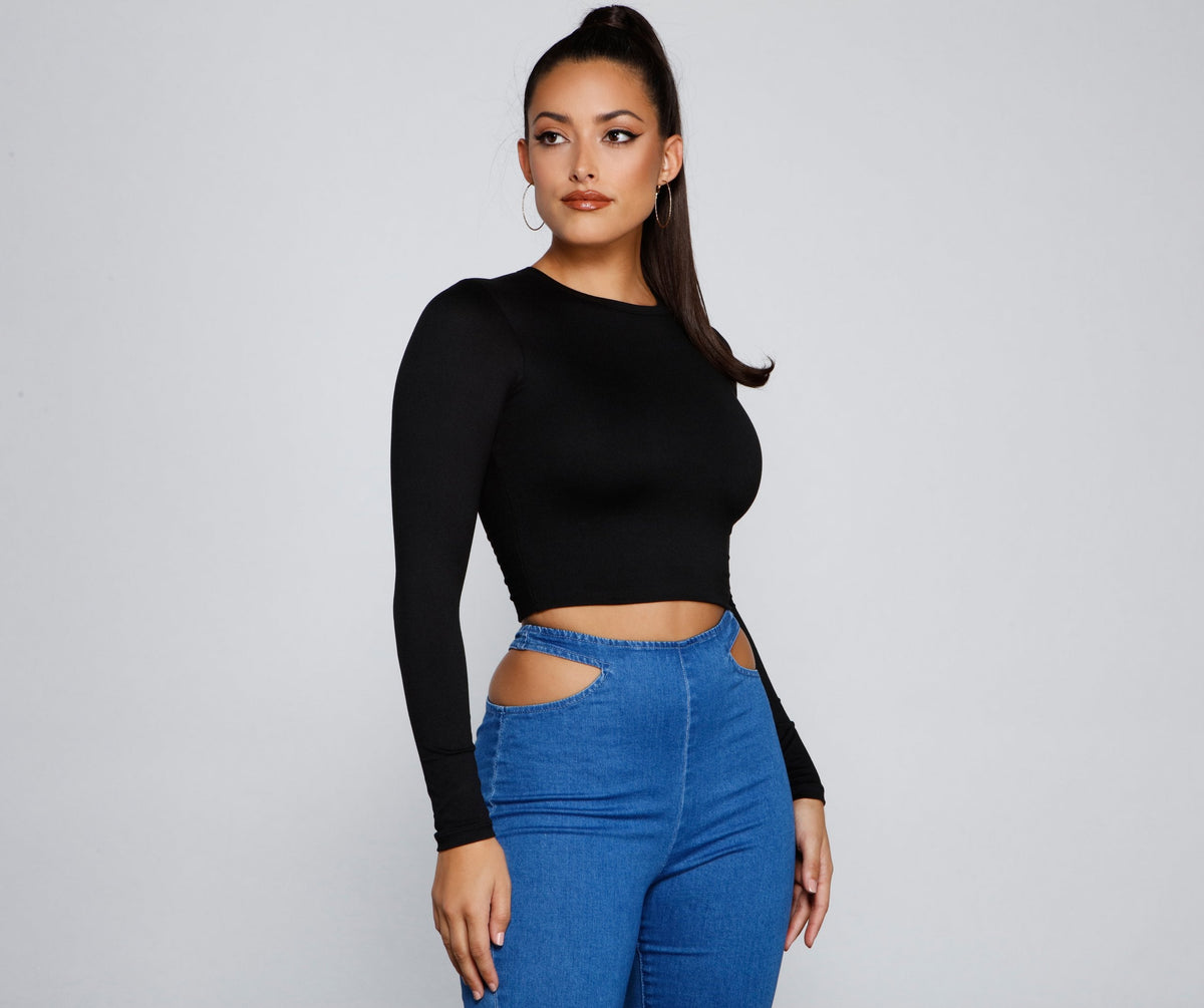 Essential Long Sleeve Crew Top - Lady Occasions