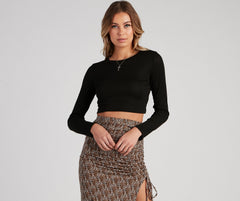 Keeping Knit Casual Crop Top - Lady Occasions