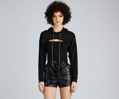 Hawt Crop Chain Detail Hoodie Top - Lady Occasions