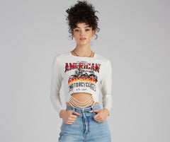 Classic American Slash Graphic Top - Lady Occasions