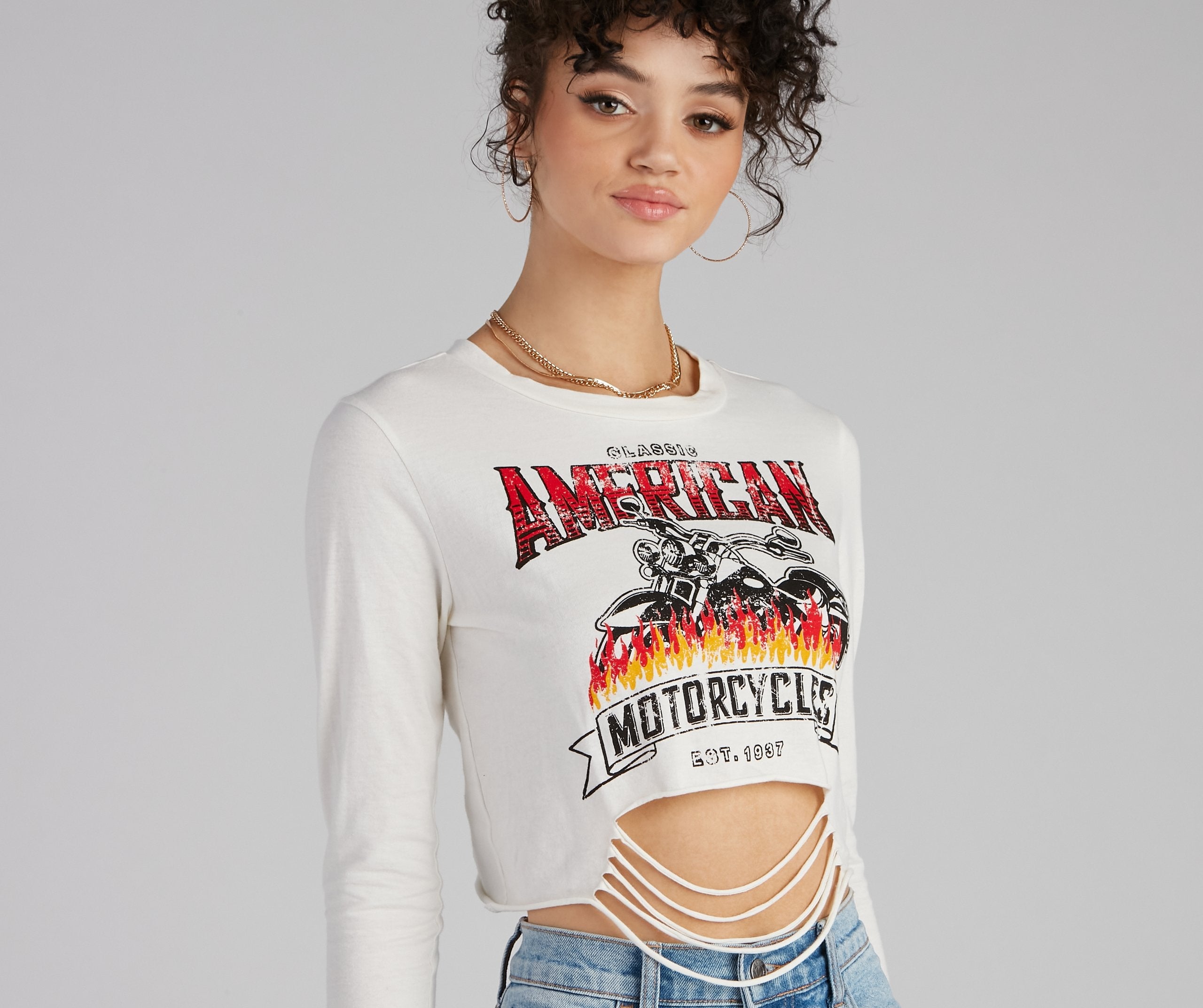 Classic American Slash Graphic Top - Lady Occasions