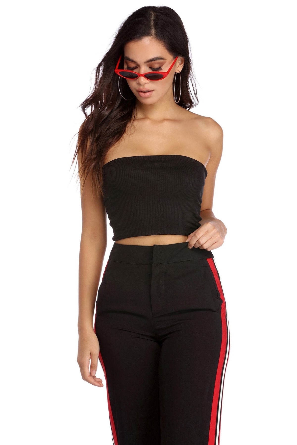 Basic Ribbed Cropped Tube Top - Lady Occasions