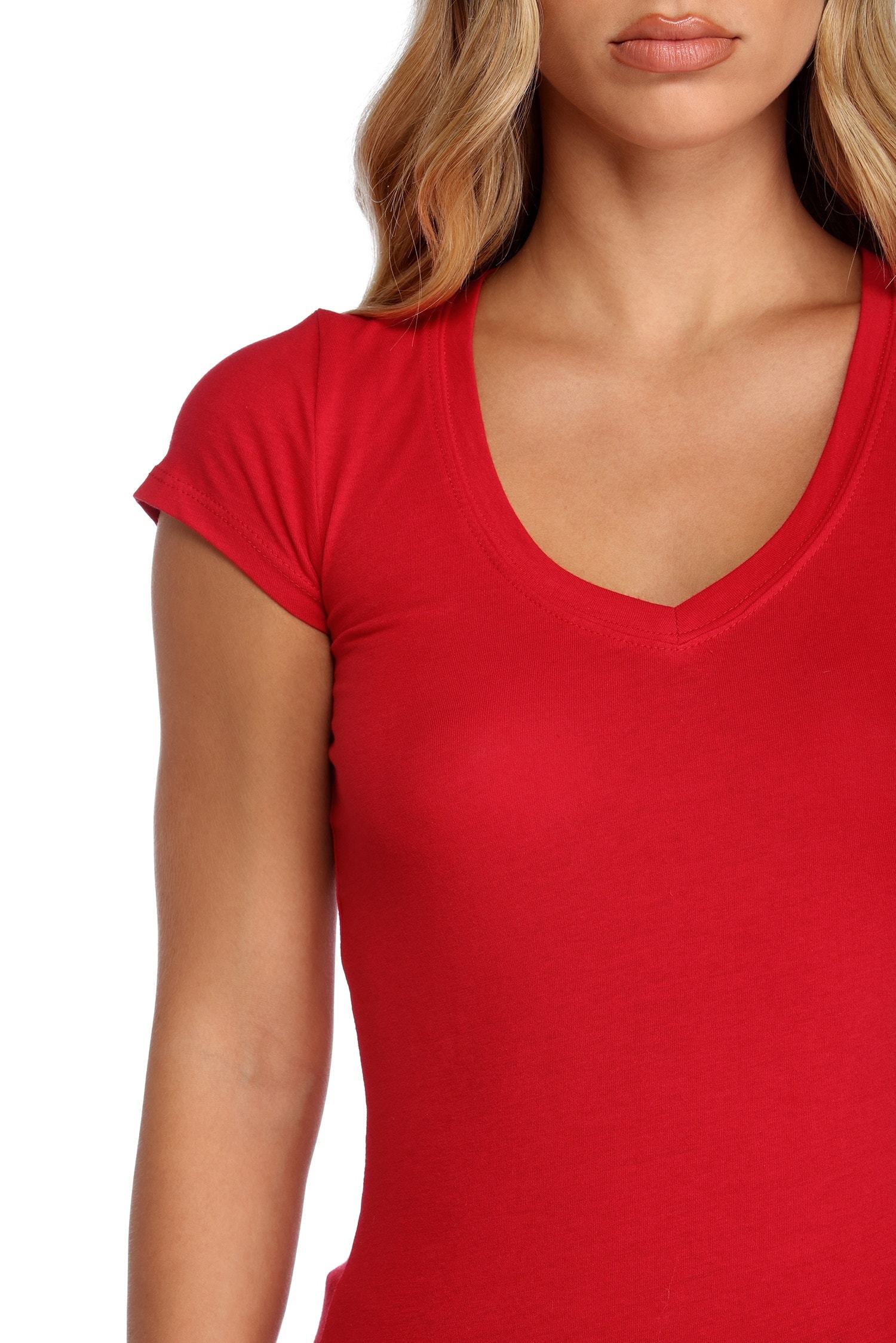 Casual Cutie V Neck Tee - Lady Occasions