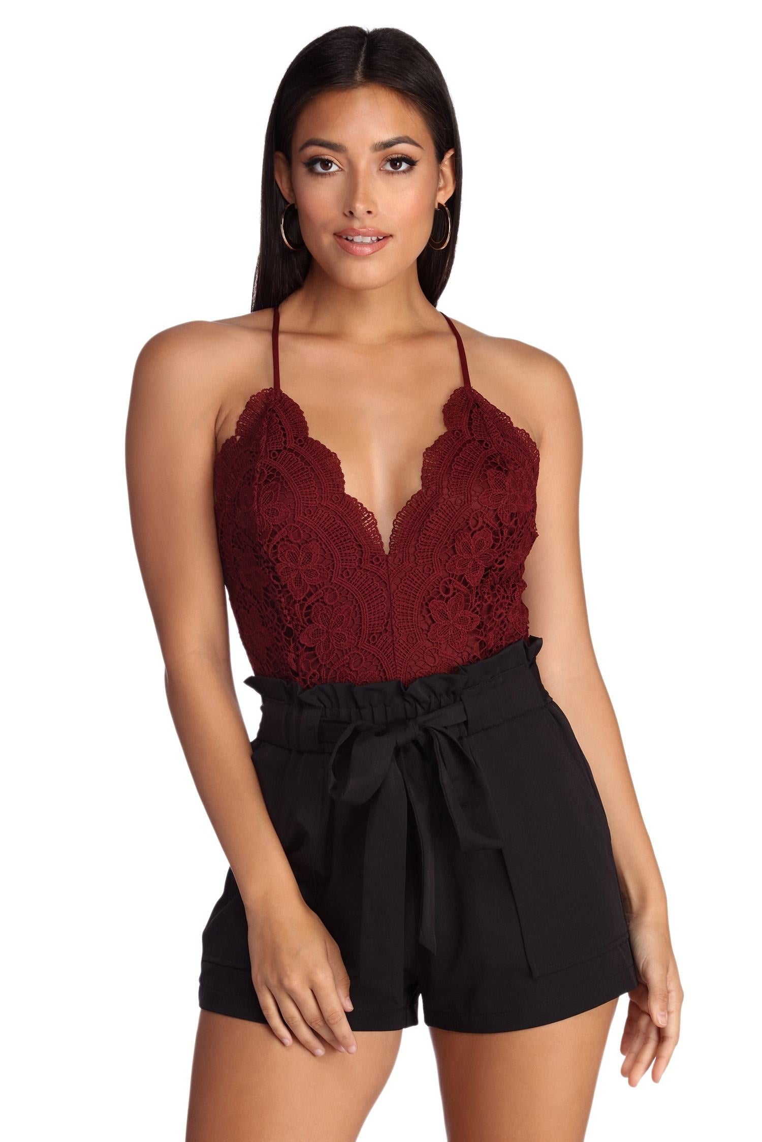 Scalloped Lace Bodysuit - Lady Occasions