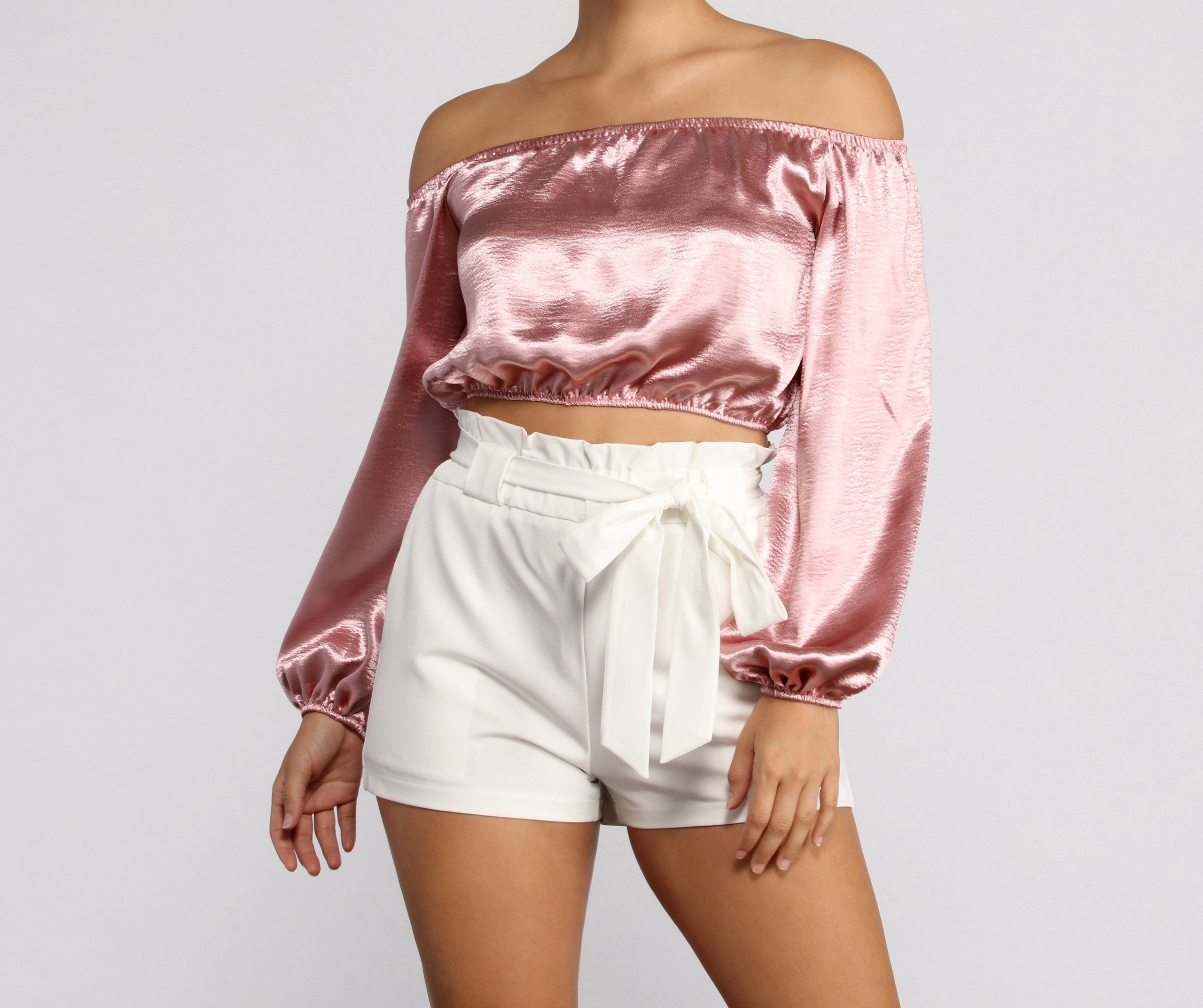 Stunning Sophistication Satin Crop Top - Lady Occasions