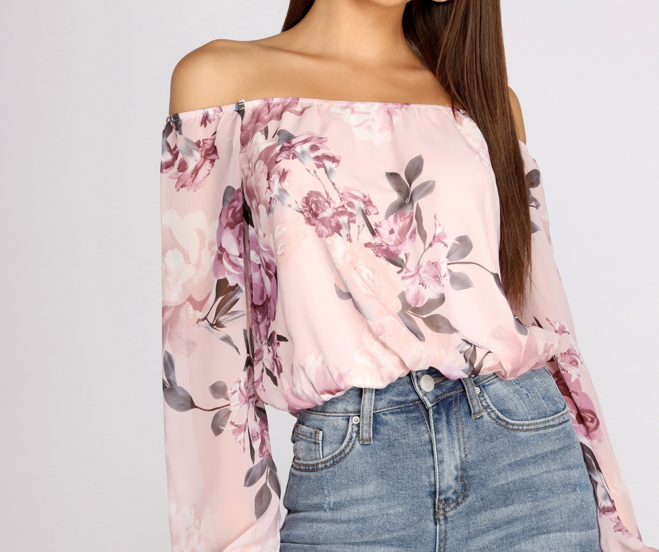 Flower Child Chiffon Cropped Blouse - Lady Occasions