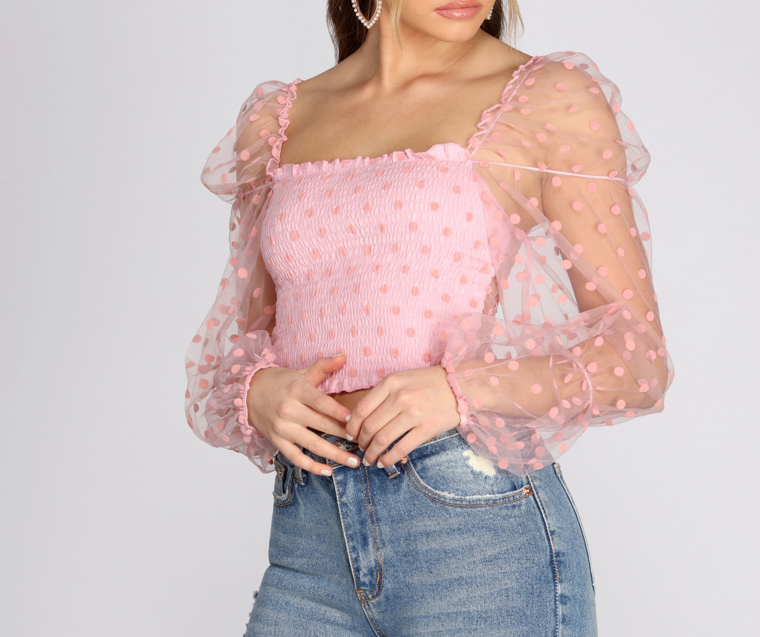 Pretty In Polka Dot Smocked Top - Lady Occasions