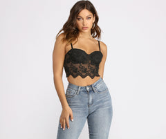 Scalloped Lace Rhinestone Bustier - Lady Occasions