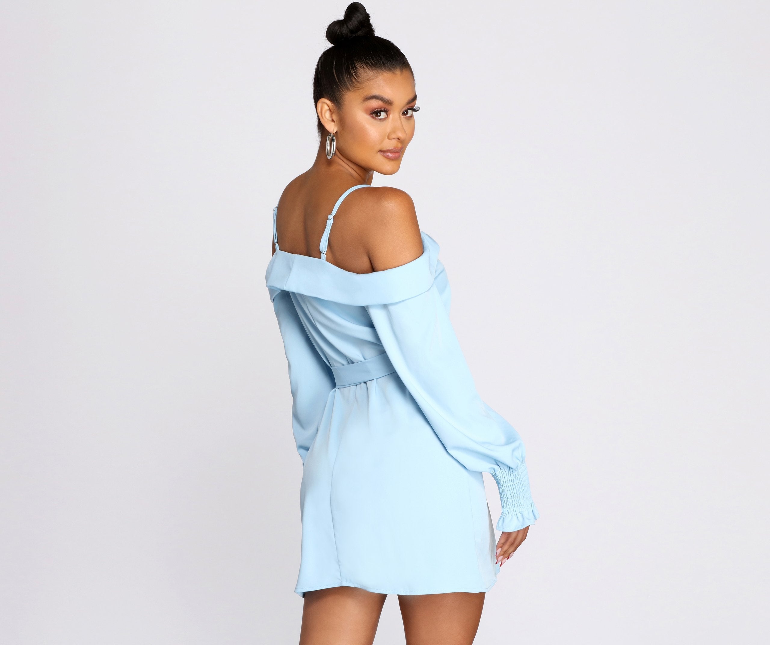 Light And Fresh Cold Shoulder Button Up Tunic - Lady Occasions