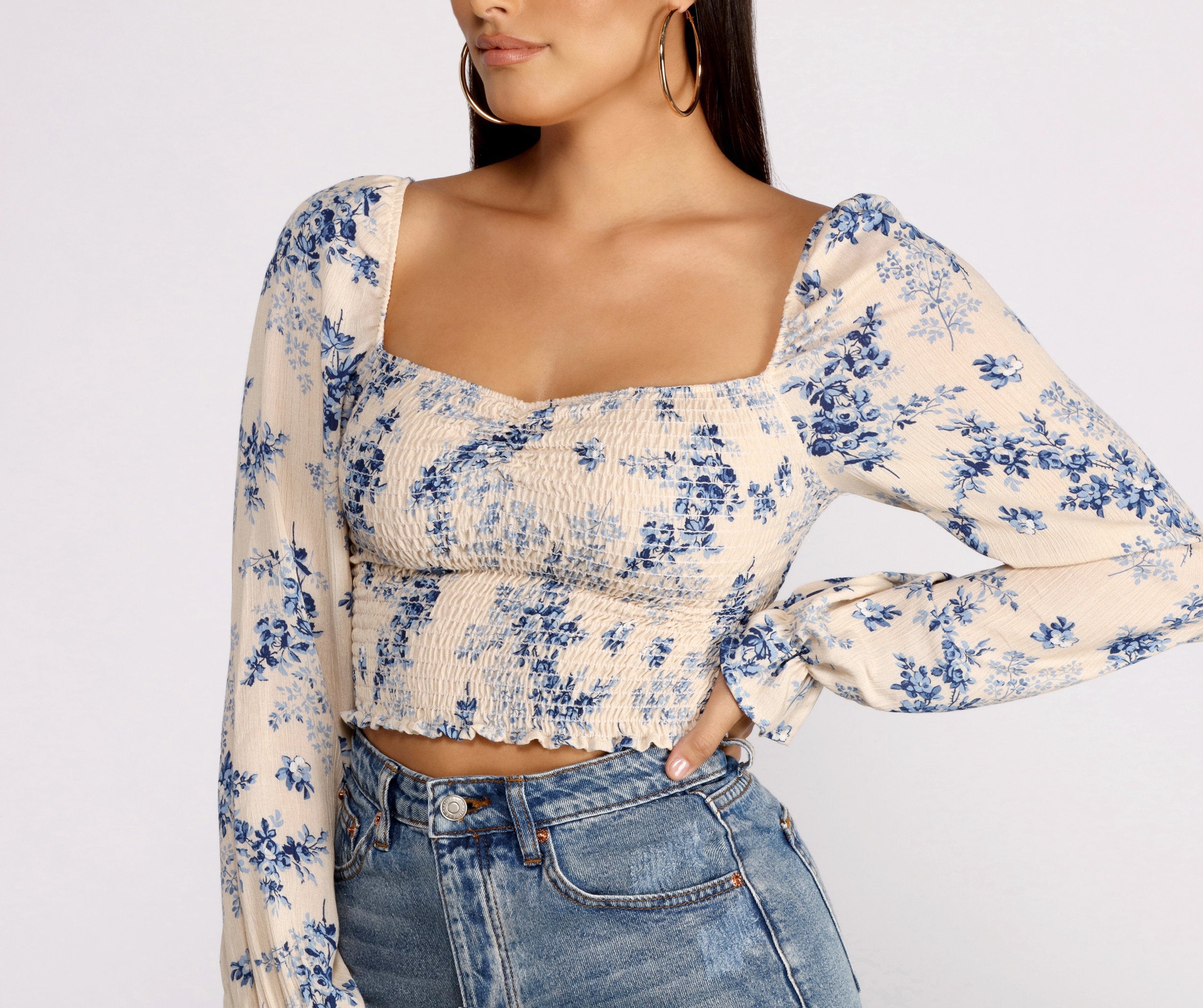 Caught In A Floral Gaze Gauze Top - Lady Occasions