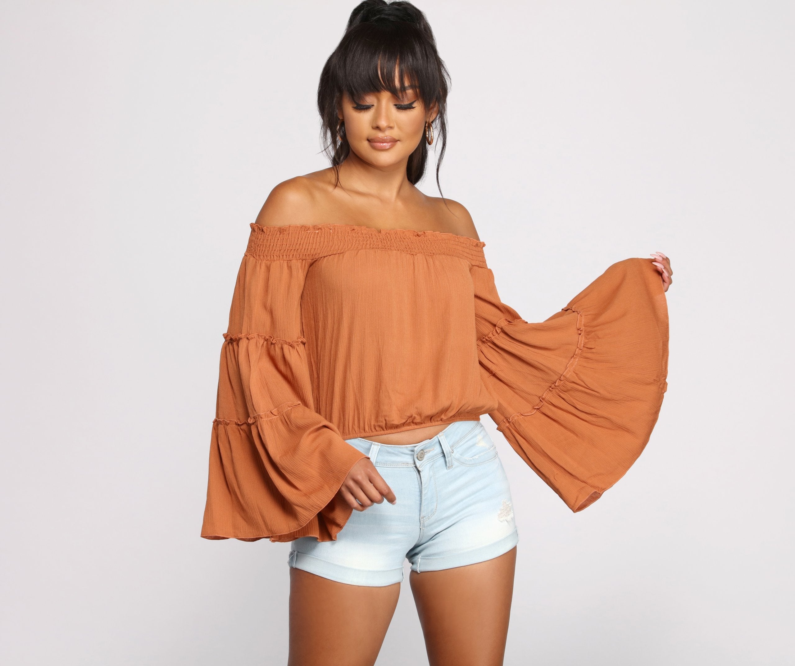 Flowy Feels Off The Shoulder Crop Top - Lady Occasions